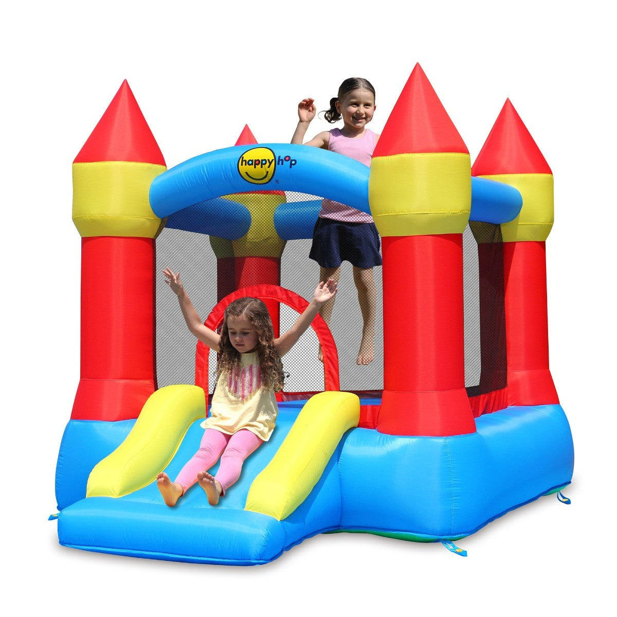 Happy Hop Castle Bouncer with Slide and Hoop