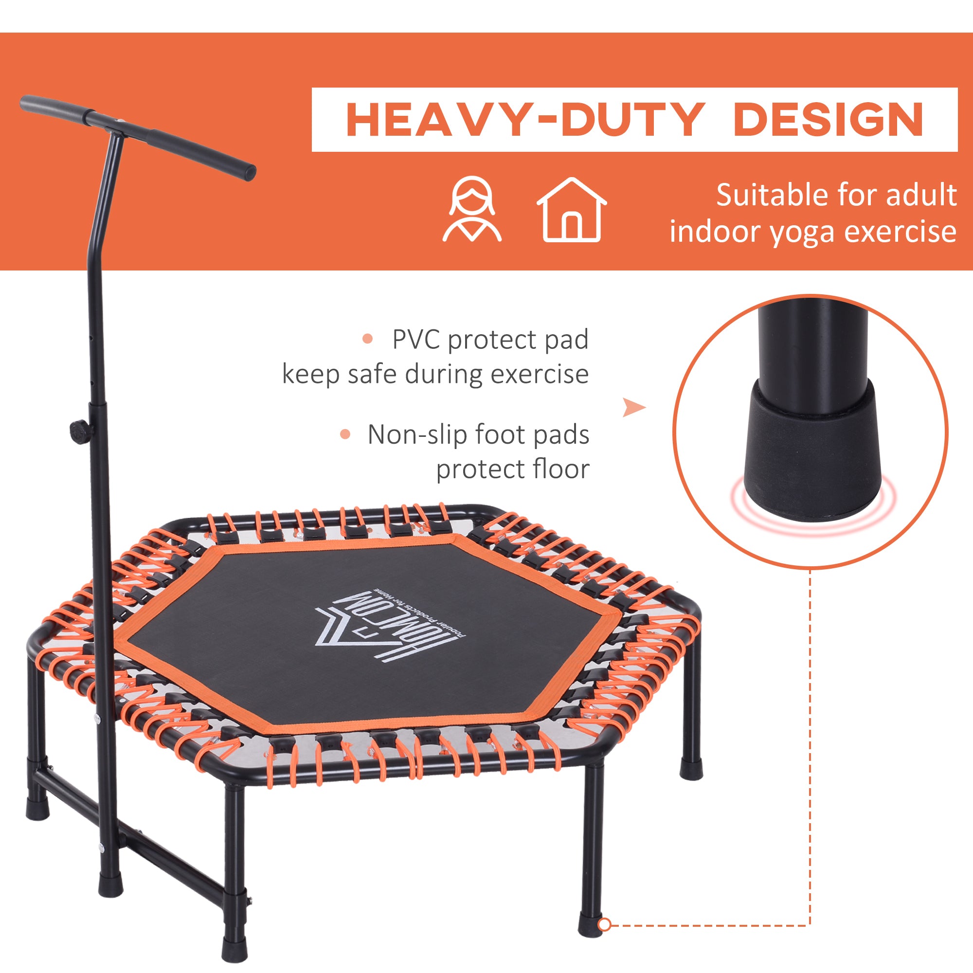 HOMCOM Mini Trampoline with Adjustable Handle