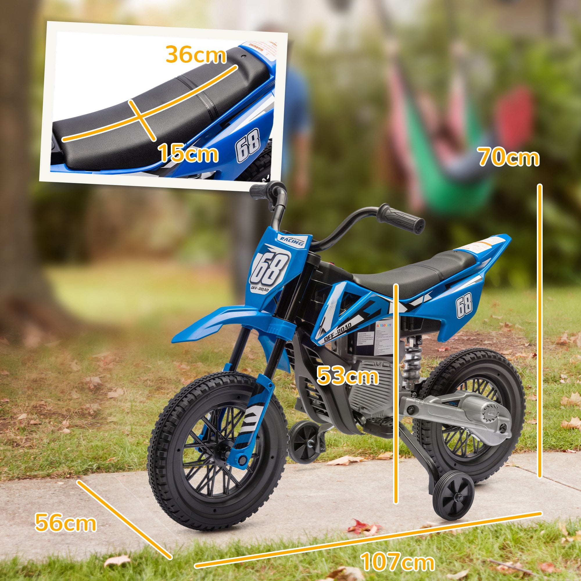AIYAPLAY 12V Kids Electric Motorbike with Training Wheels