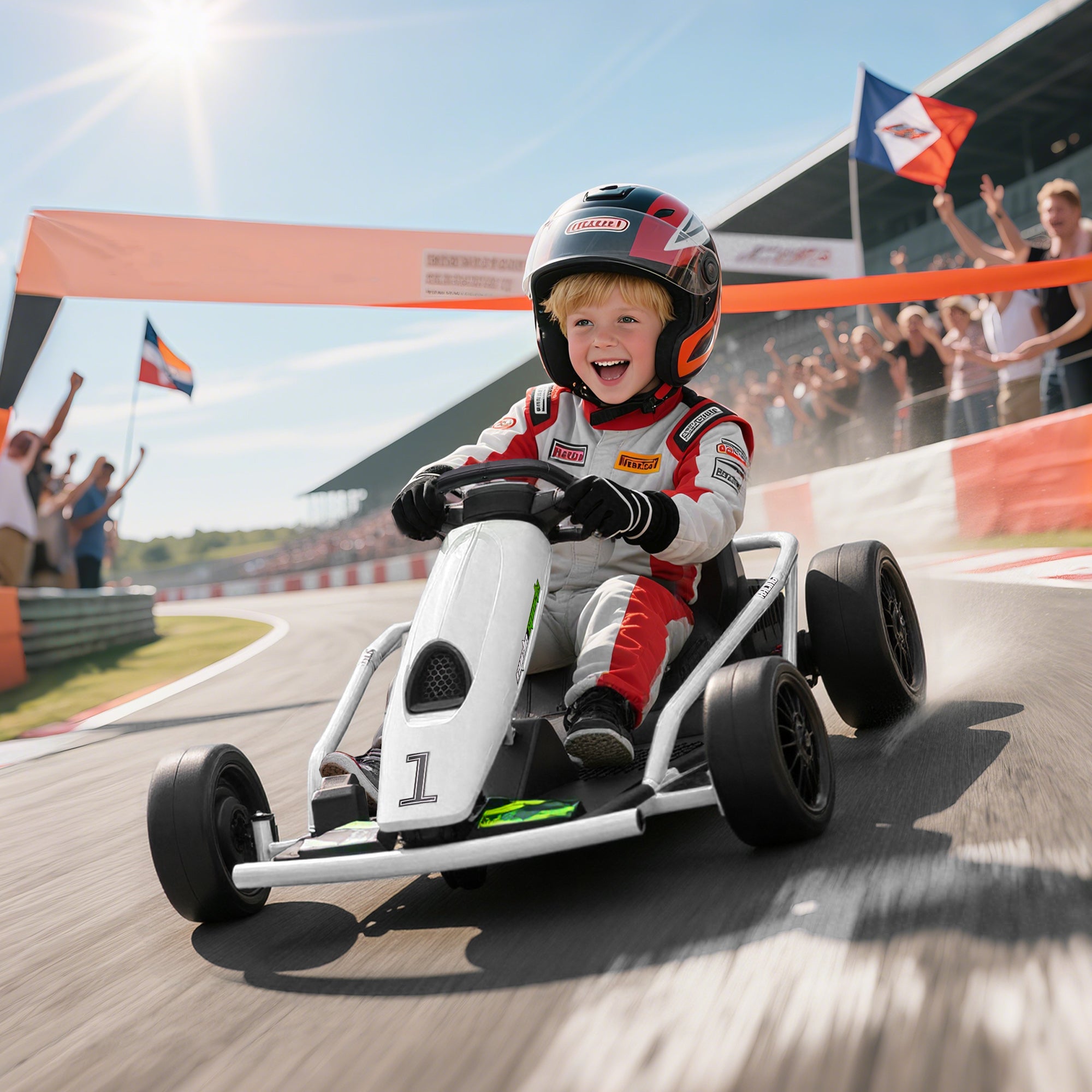 HOMCOM 24V Electric Go Kart for Kids Drift Ride-On Racing Go Kart with 2 Speeds