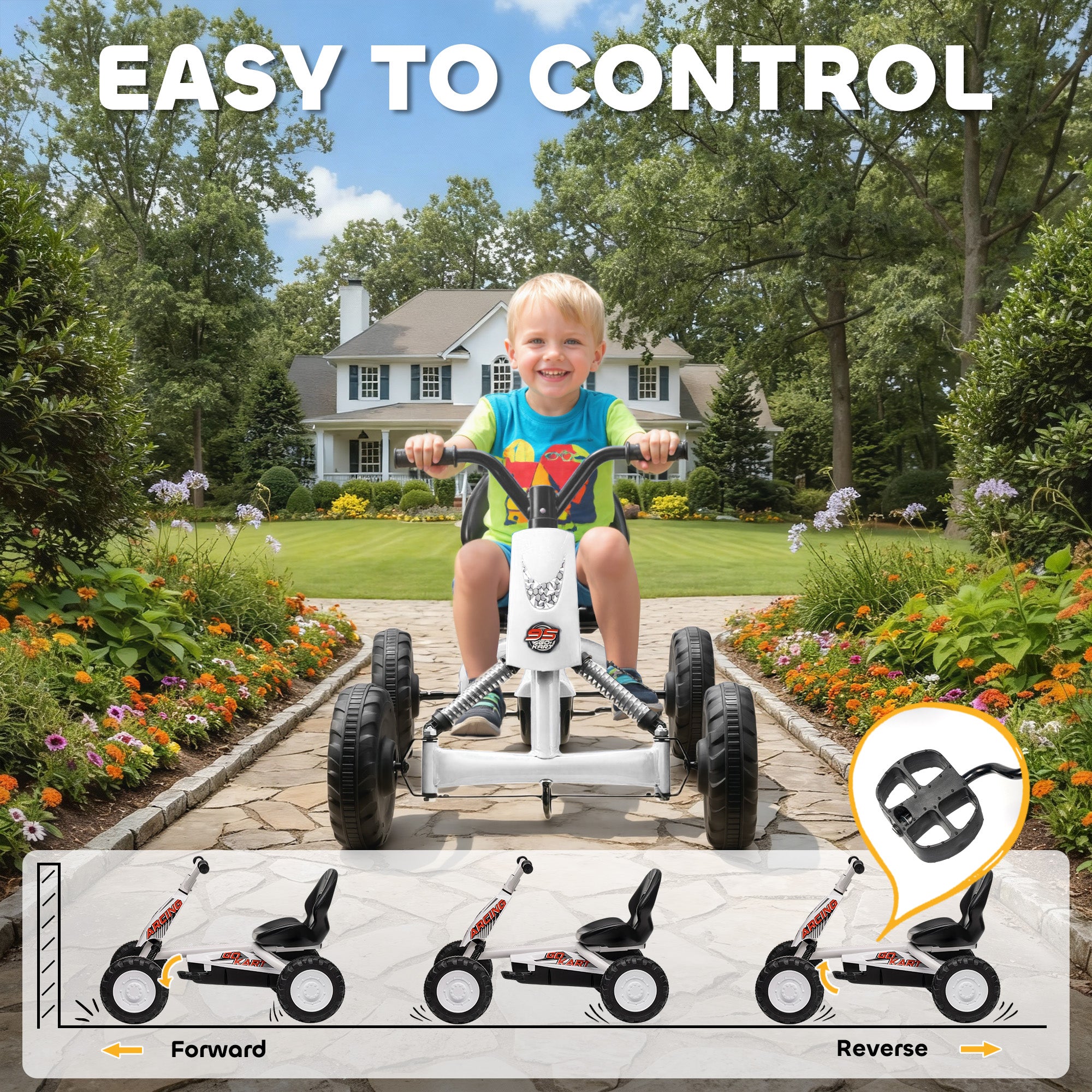 AIYAPLAY Kids Pedal Go Kart Steel Frame