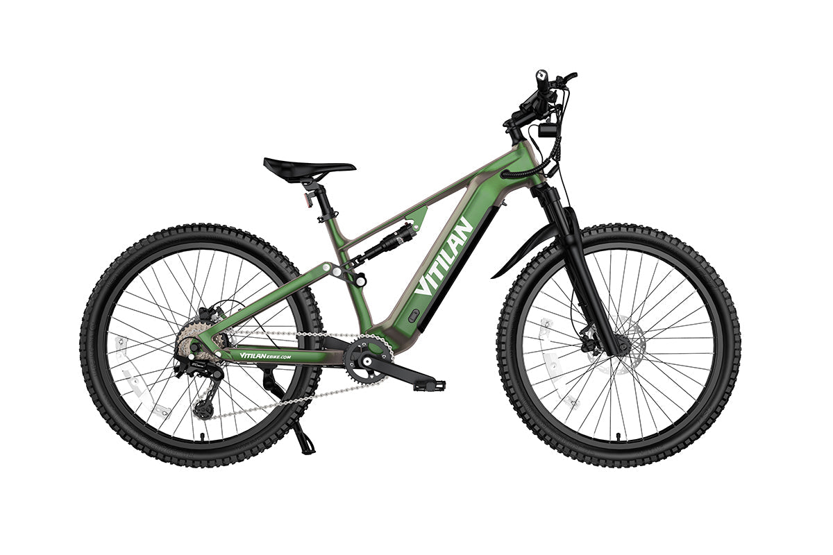 Vitilan M5 Green Chameleon electric mountain bike side view