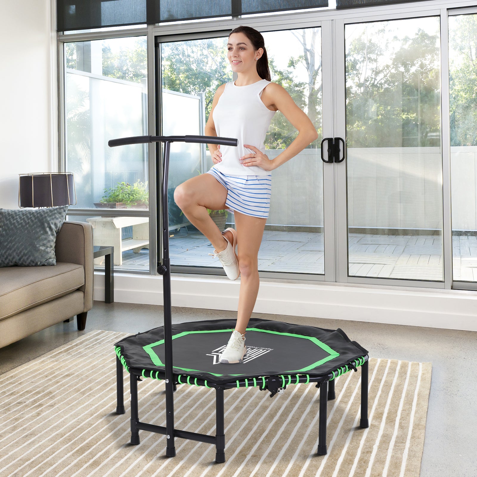HOMCOM 48" Octagonal Fitness Trampoline - Green