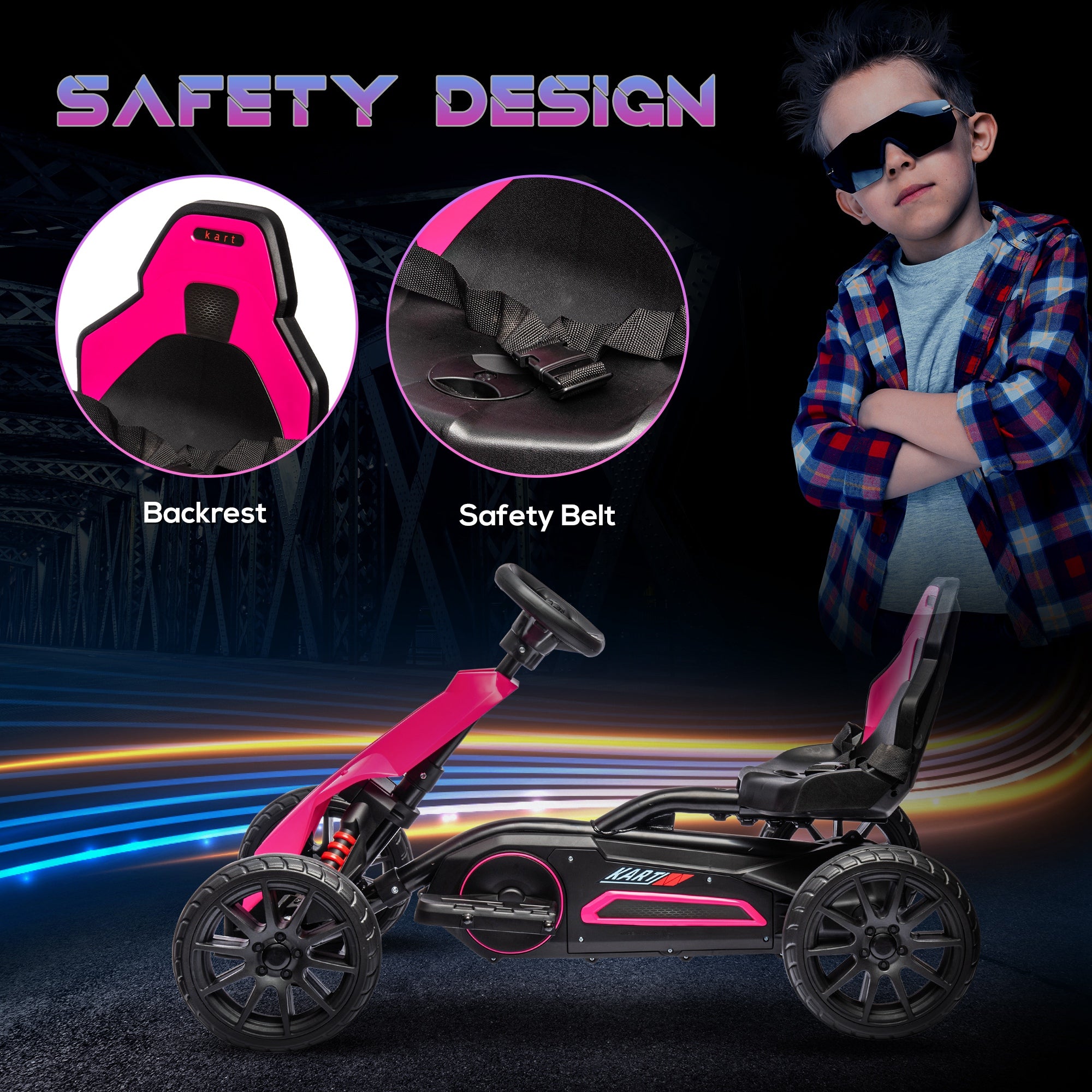 HOMCOM 12V Kids Electric Go-Kart - Pink