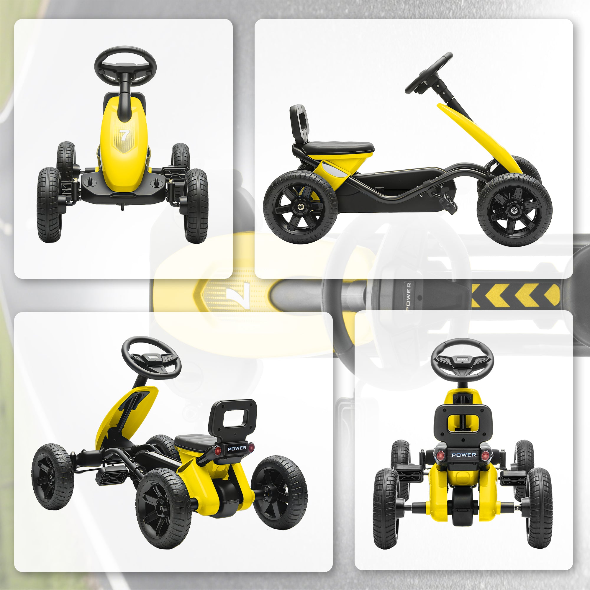 AIYAPLAY Kids Pedal Go Kart Metal Frame EVA Wheels