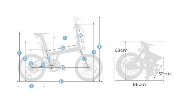 ADO Air 20S 2026 Folding Electric Bike dimensions