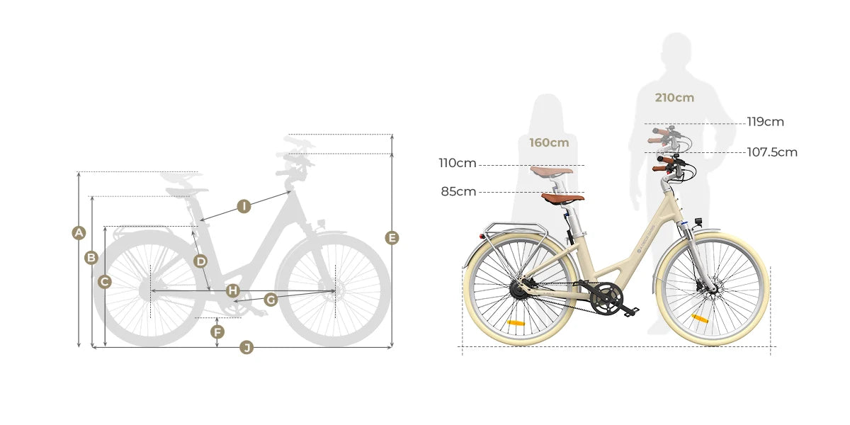 ADO Air 28 Pro Urban Electric Bike dimensions
