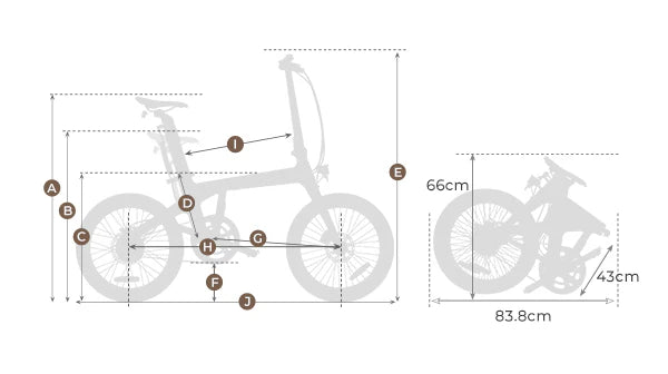 ADO Air Carbon Folding Electric Bike dimensions