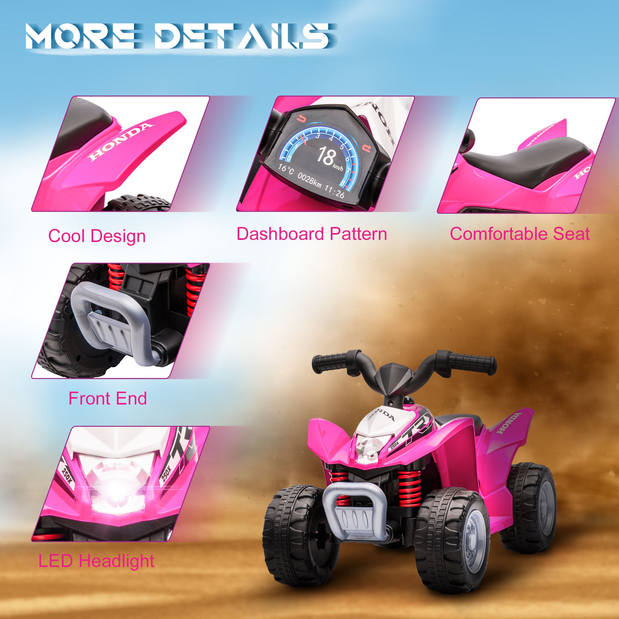 AIYAPLAY Honda 6V Kids Electric Quad Bike
