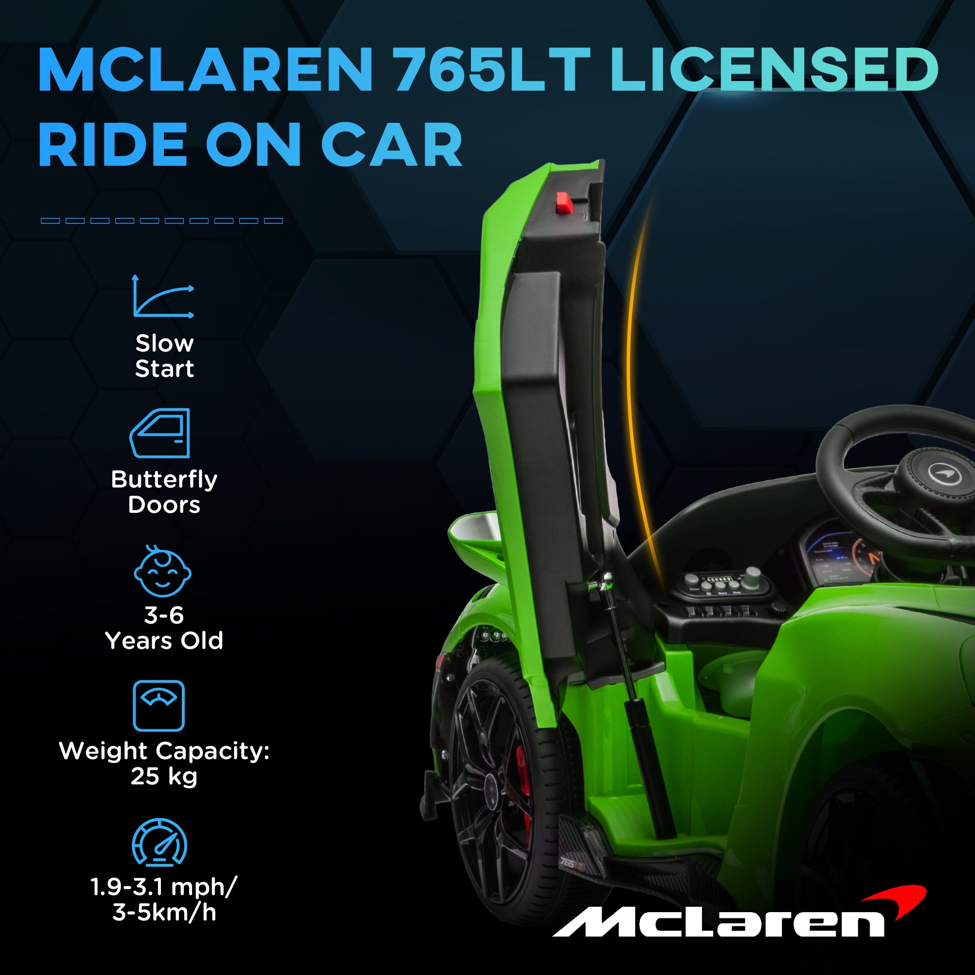 AIYAPLAY McLaren 765LT 12V Kids Ride-On Car