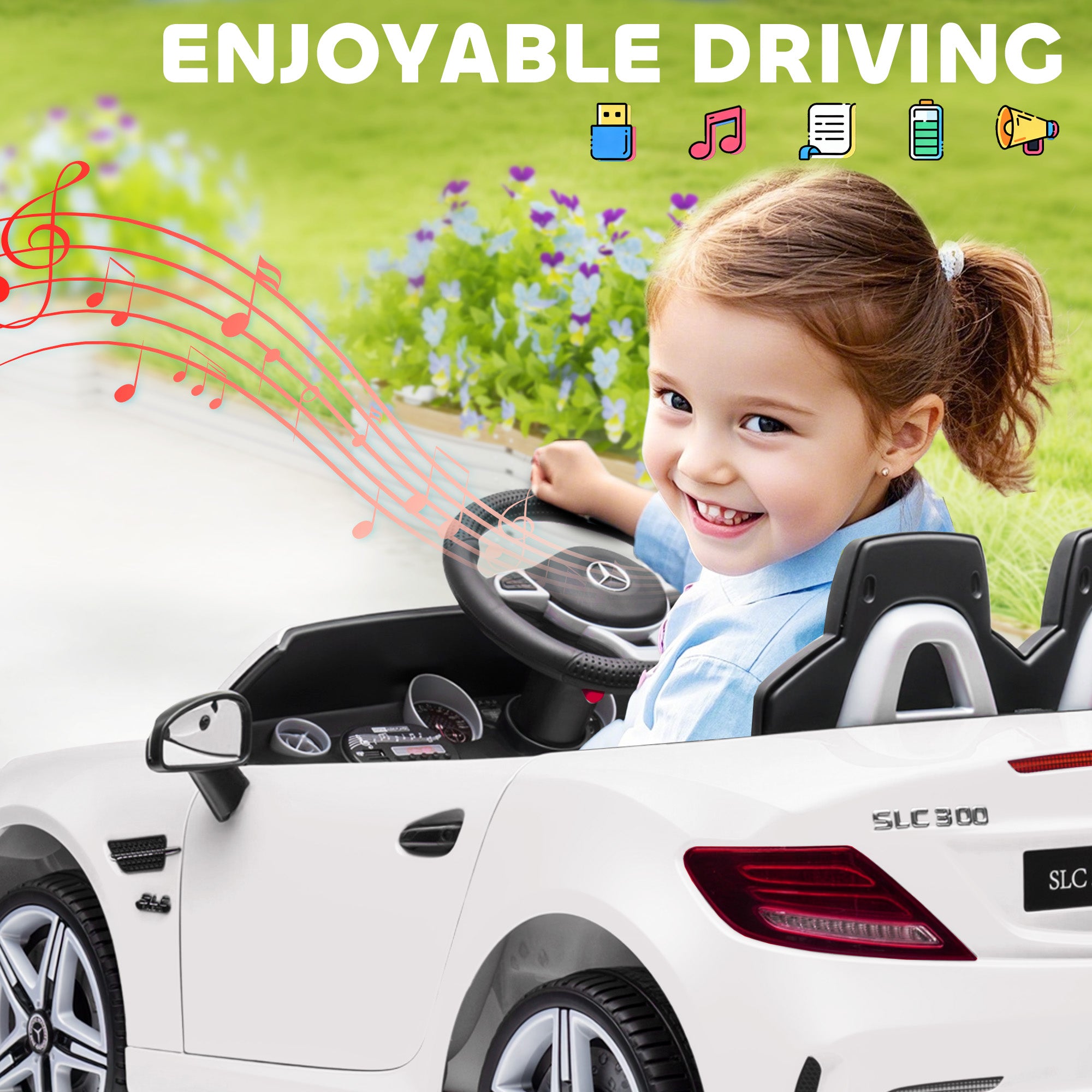 HOMCOM Mercedes-Benz SLC 300 12V Kids Ride-On Car