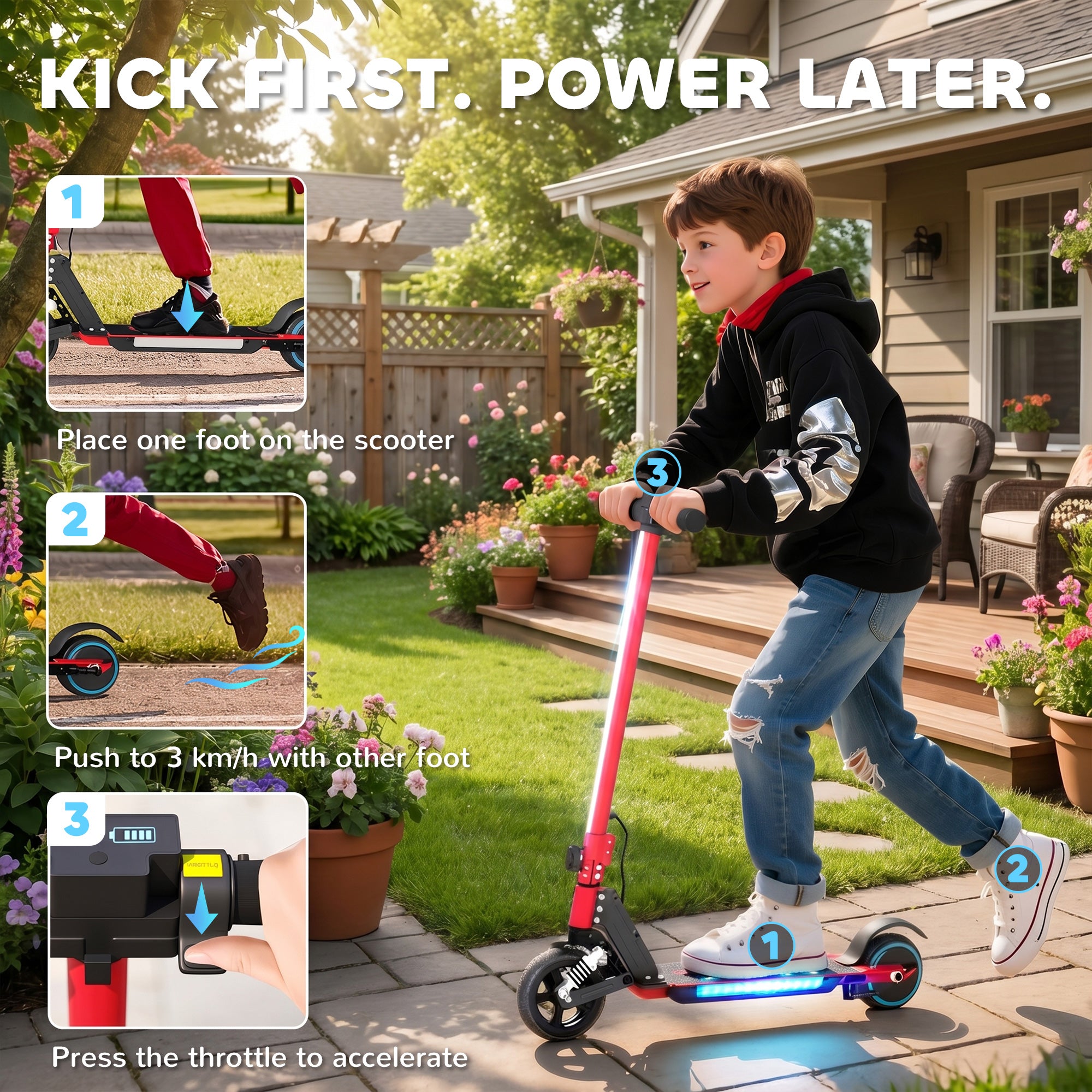 SPORTNOW Kids Electric Scooter with Suspension