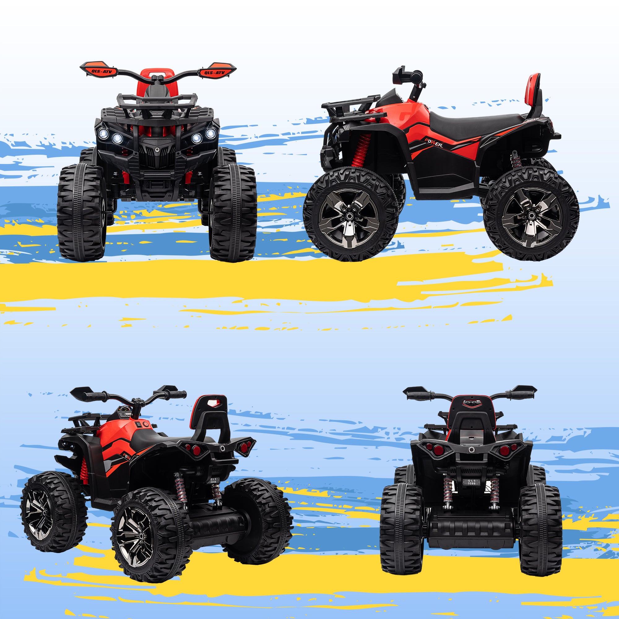 HOMCOM 12V Kids Electric Quad Bike - Red