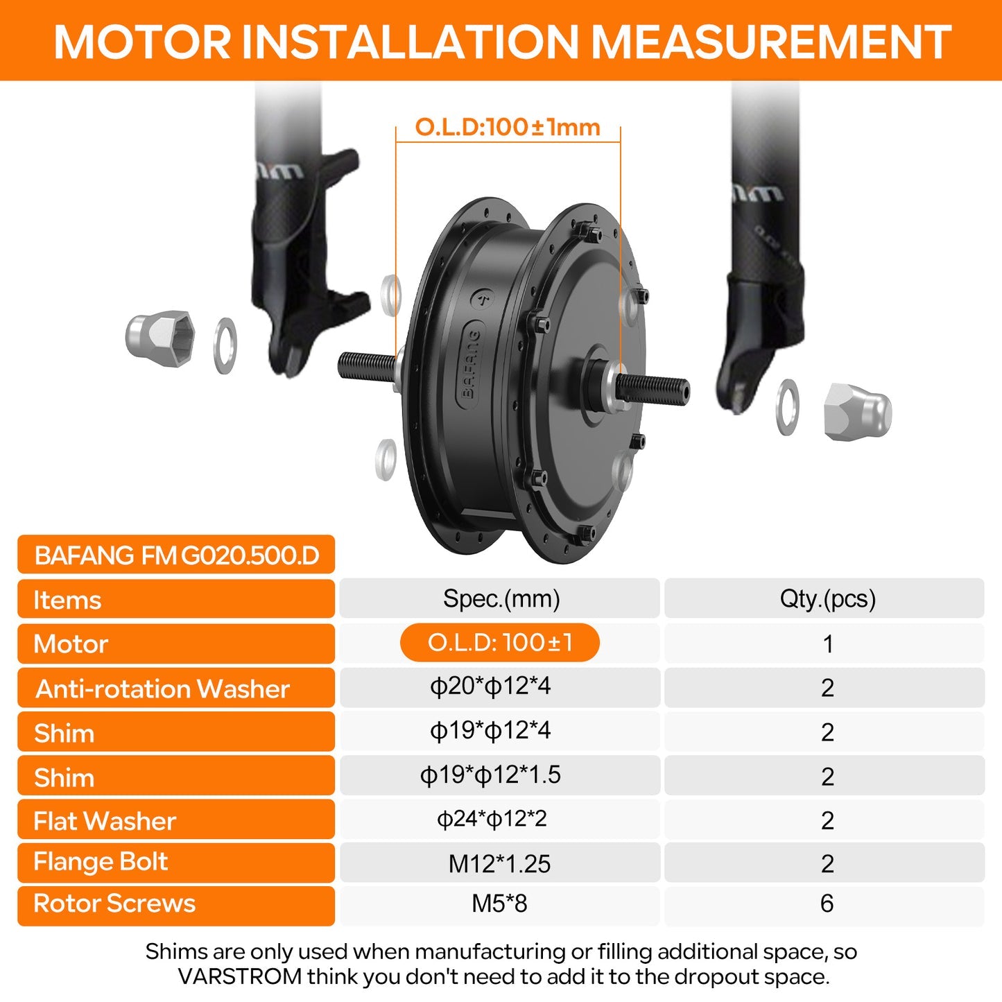 Bafang G020 48V 500W Front Hub Electric Bike Conversion Kit