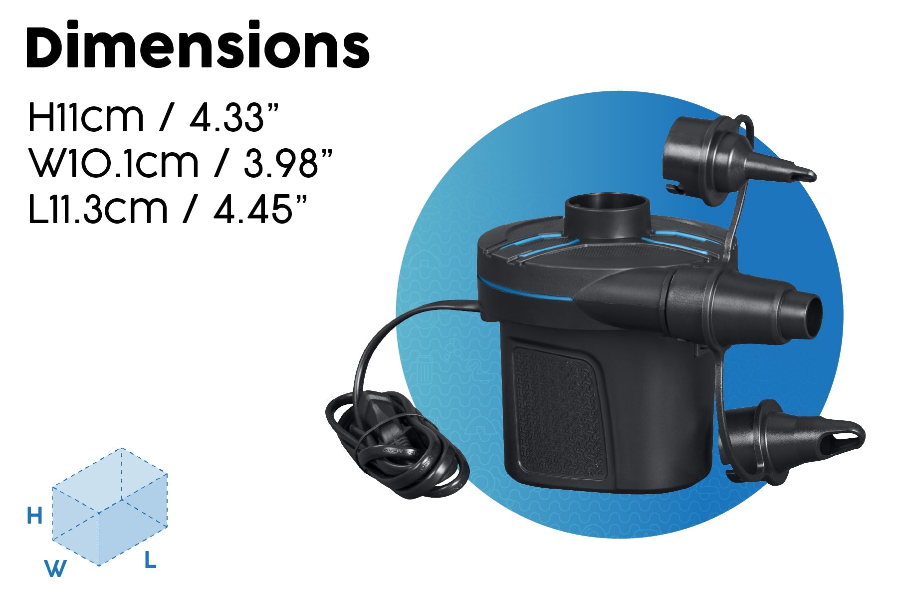 Bestway PowerTouch AC Electric Air Pump dimensions