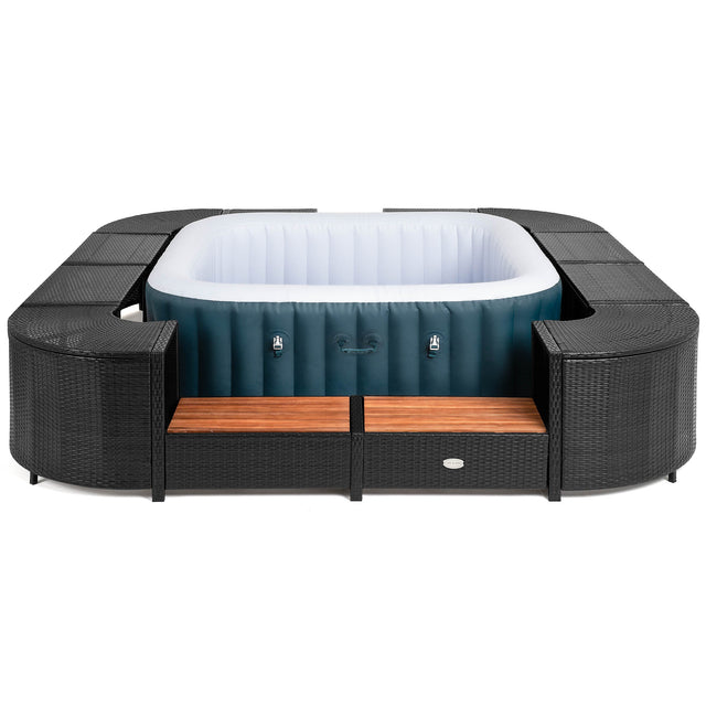 Square Rattan Hot Tub Surround 188cm Black