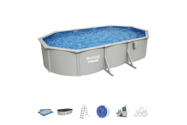 Bestway Hydrium 20ft x 48in Oval Steel Wall Above Ground Pool Set