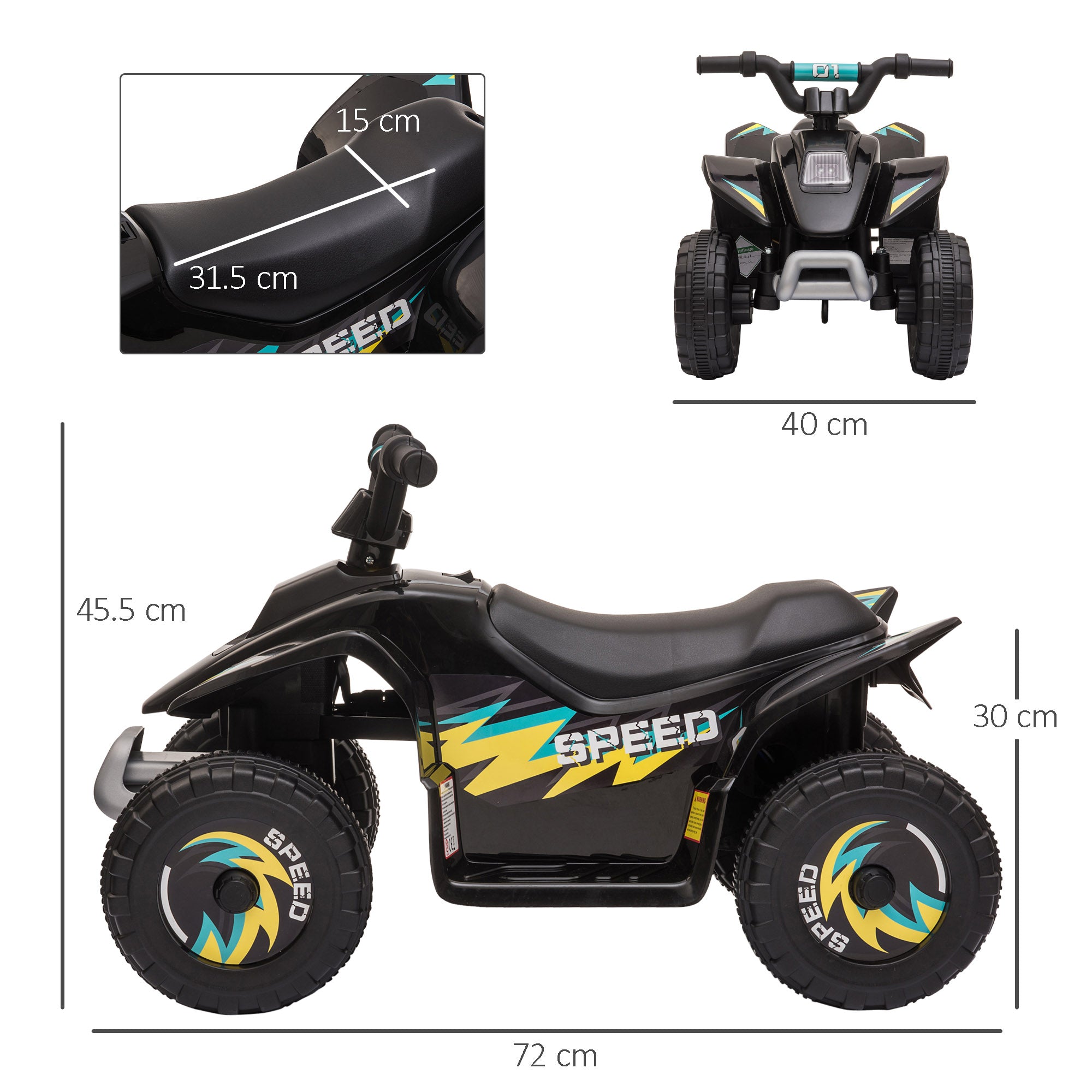 HOMCOM 6V Toddler Electric Ride-On / Quad Car - Black