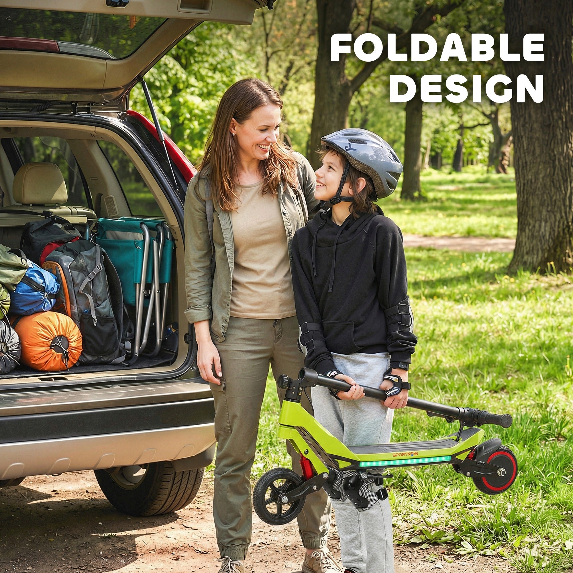 SPORTNOW Kids Foldable Electric Scooter with LED Display