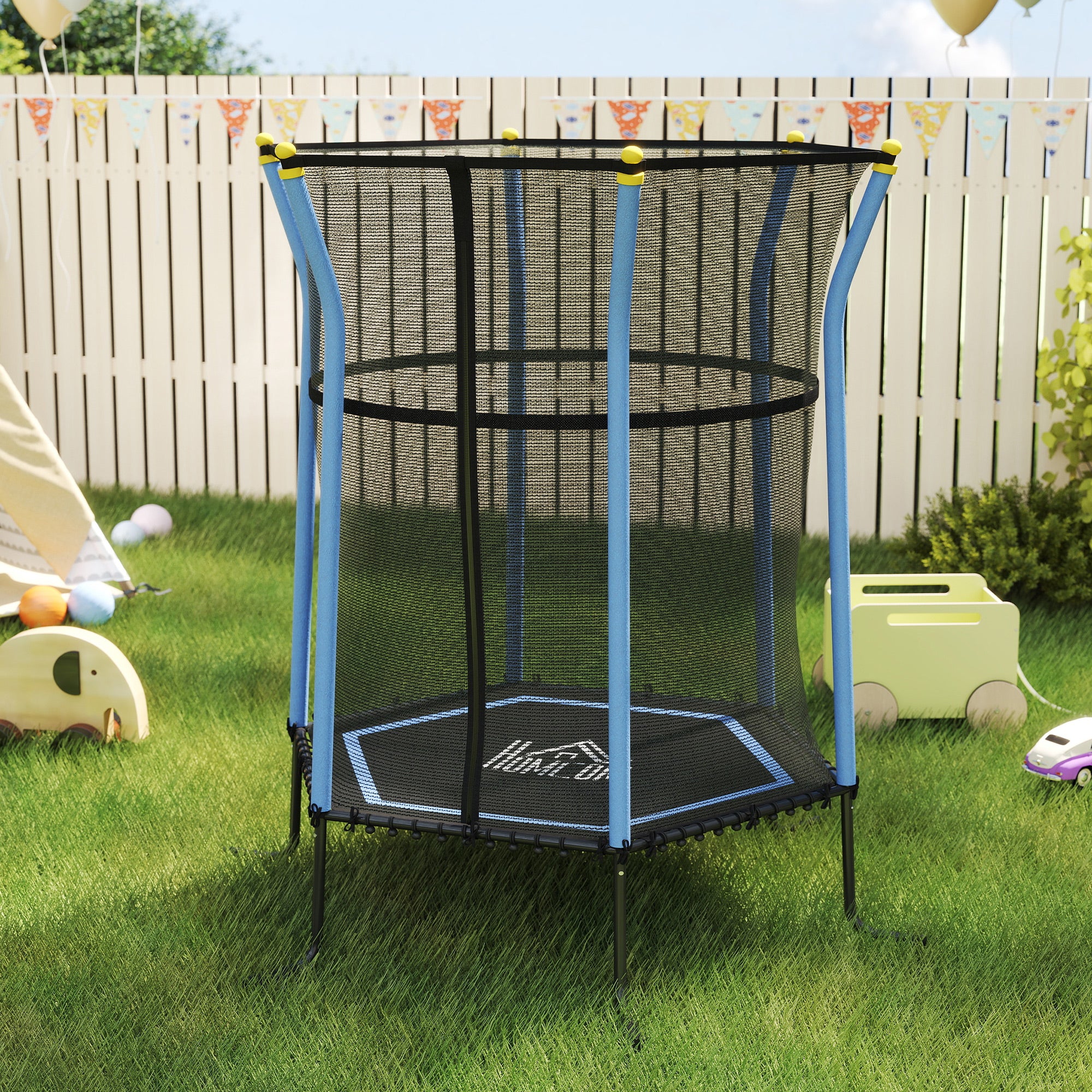 HOMCOM Kids Trampoline Mini Bouncer with Enclosure Safety Net For Ages 3-10 Years 5