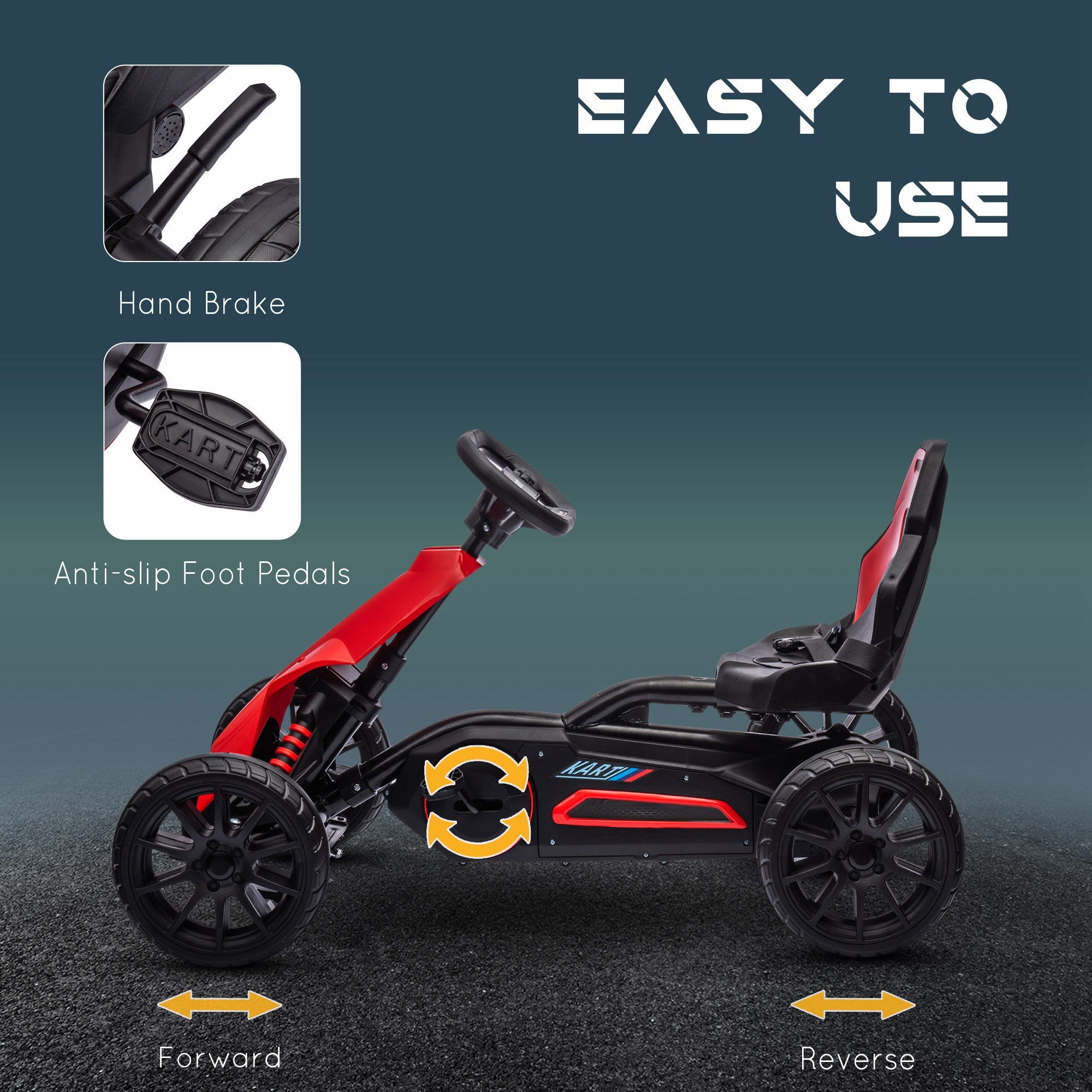 HOMCOM Kids Go Kart Adjustable Seat Handbrake