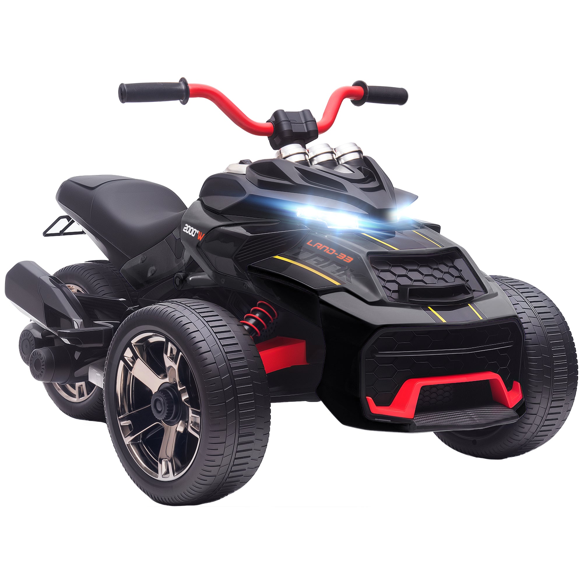 AIYAPLAY 12V Three-Wheel Kids Electric Car - Black