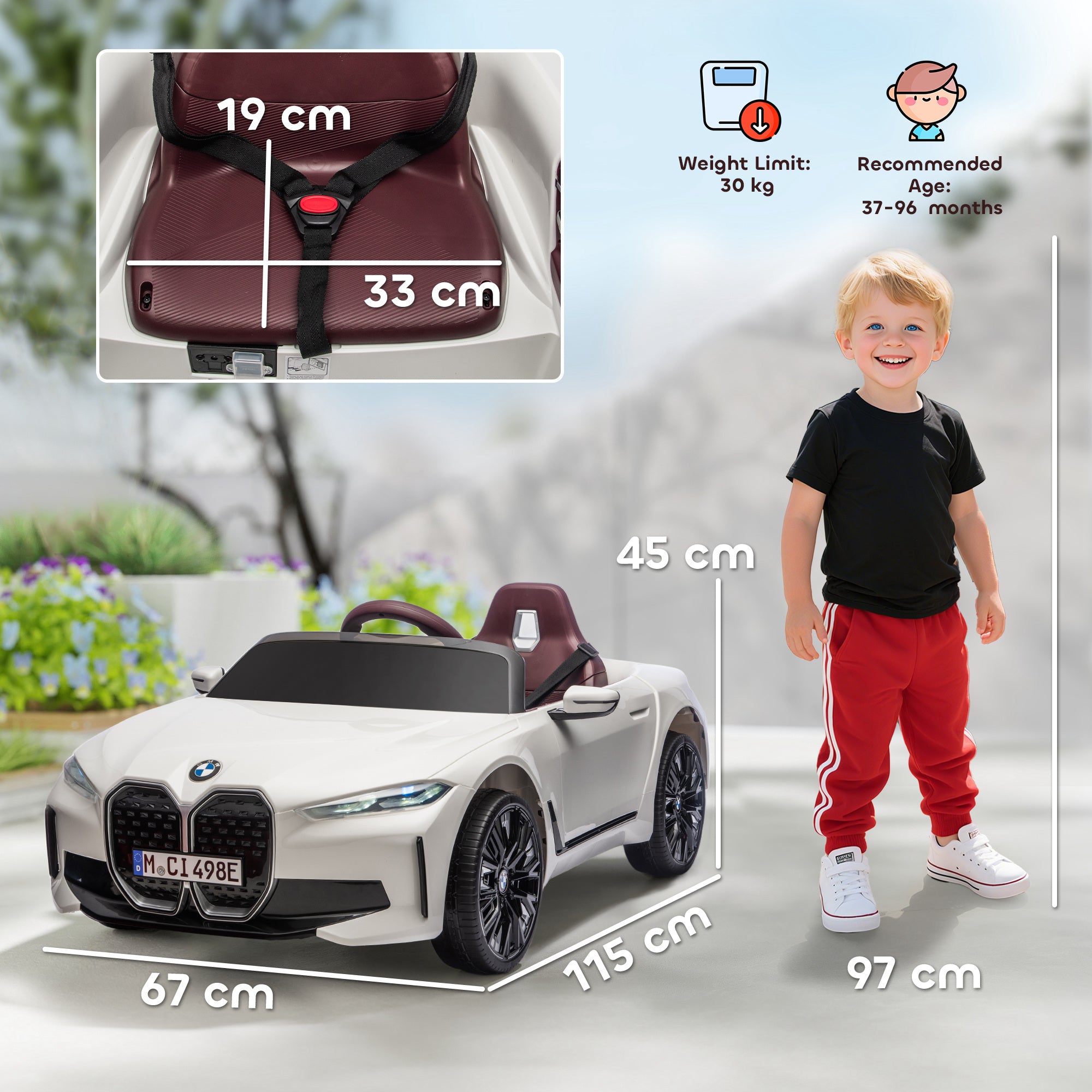 HOMCOM BMW i4 12V Kids Ride-On Car - White