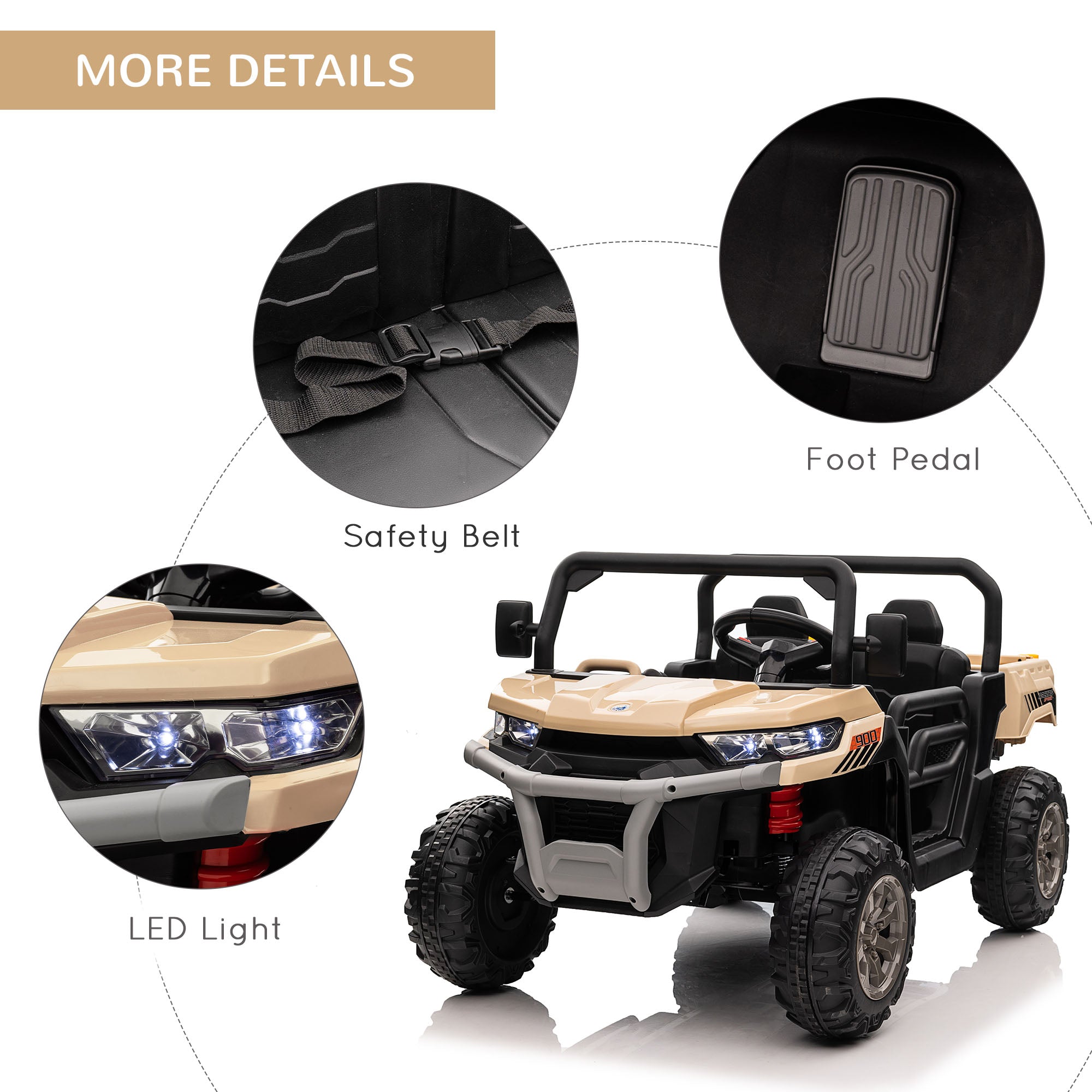 HOMCOM 12V 2 Seater Kids Electric Ride-On Car with Electric Bucket, Remote Control 16