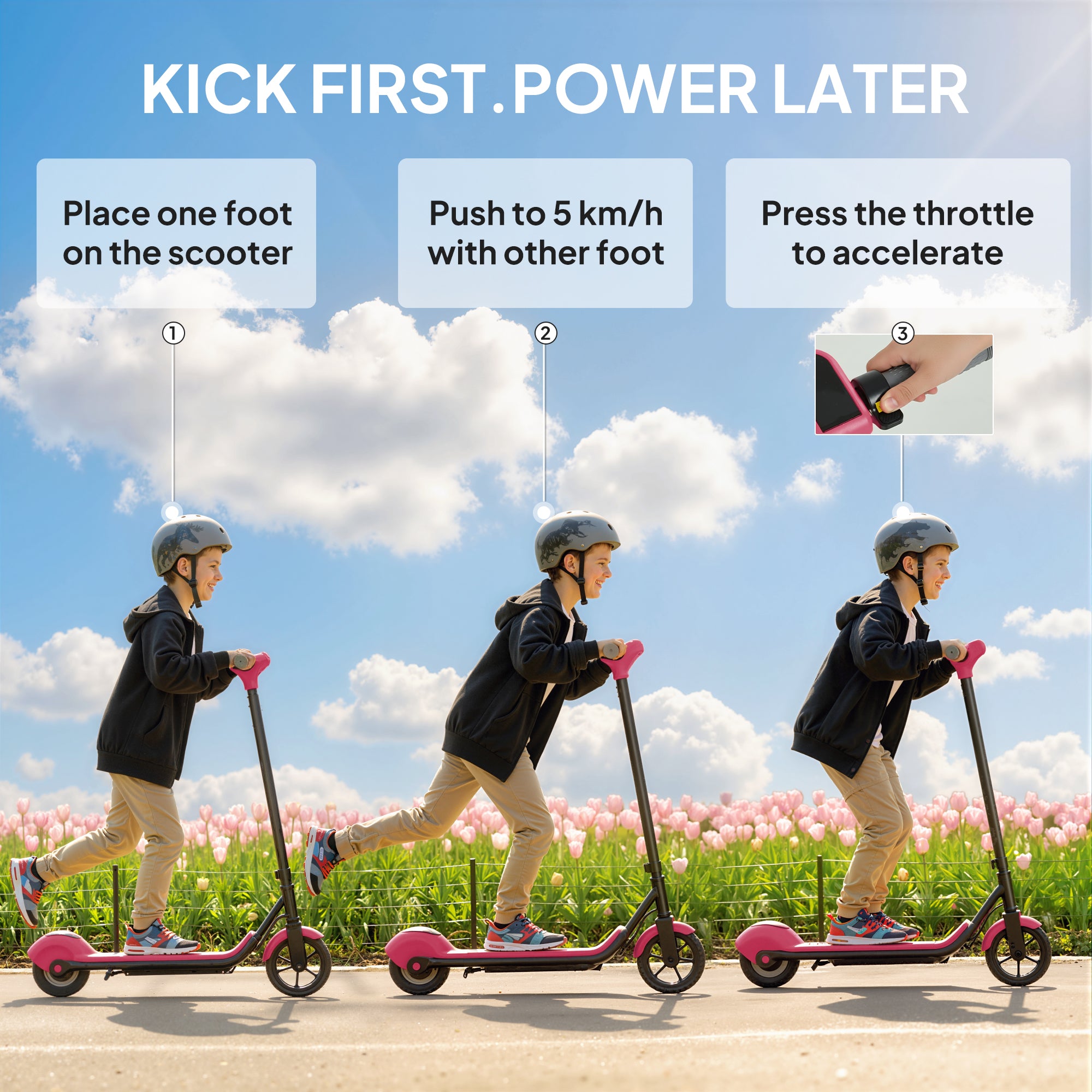 SPORTNOW Kids Electric Scooter with LED Display