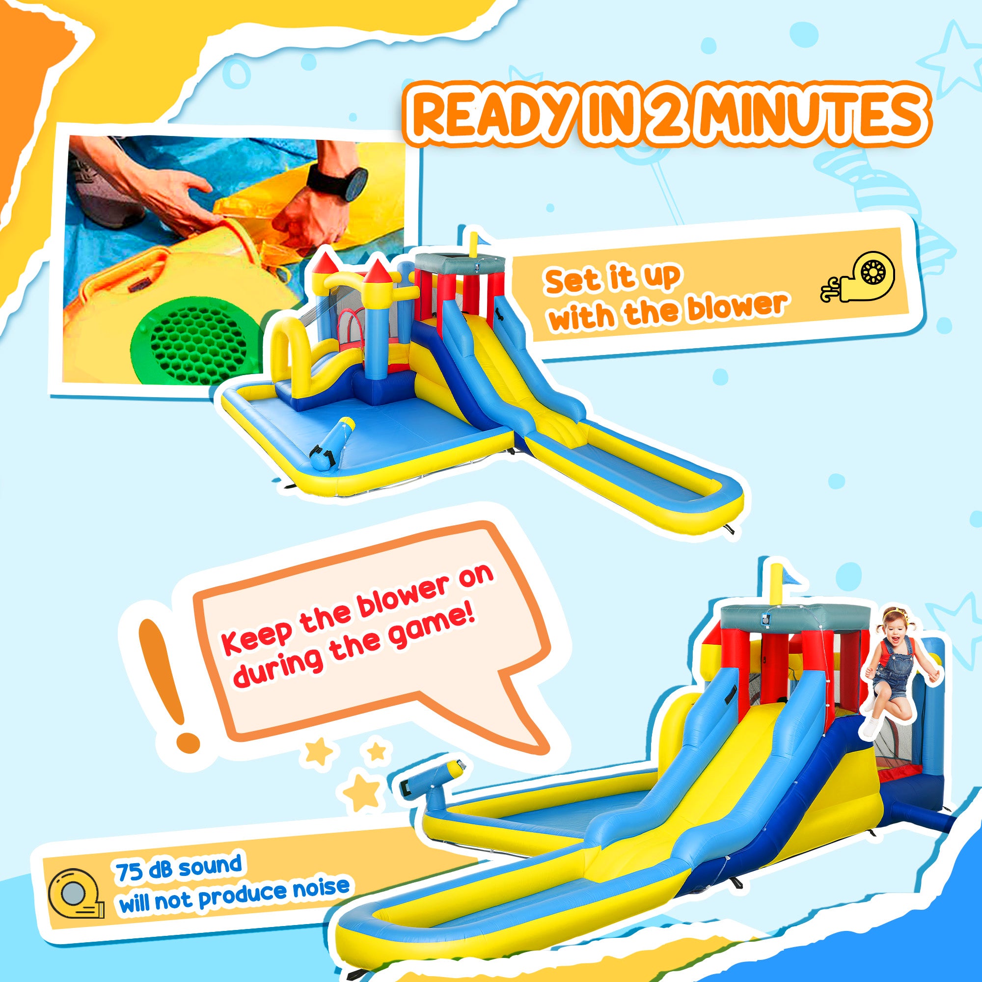 AIYAPLAY 6-in-1 Water Bounce House with 2 Slides