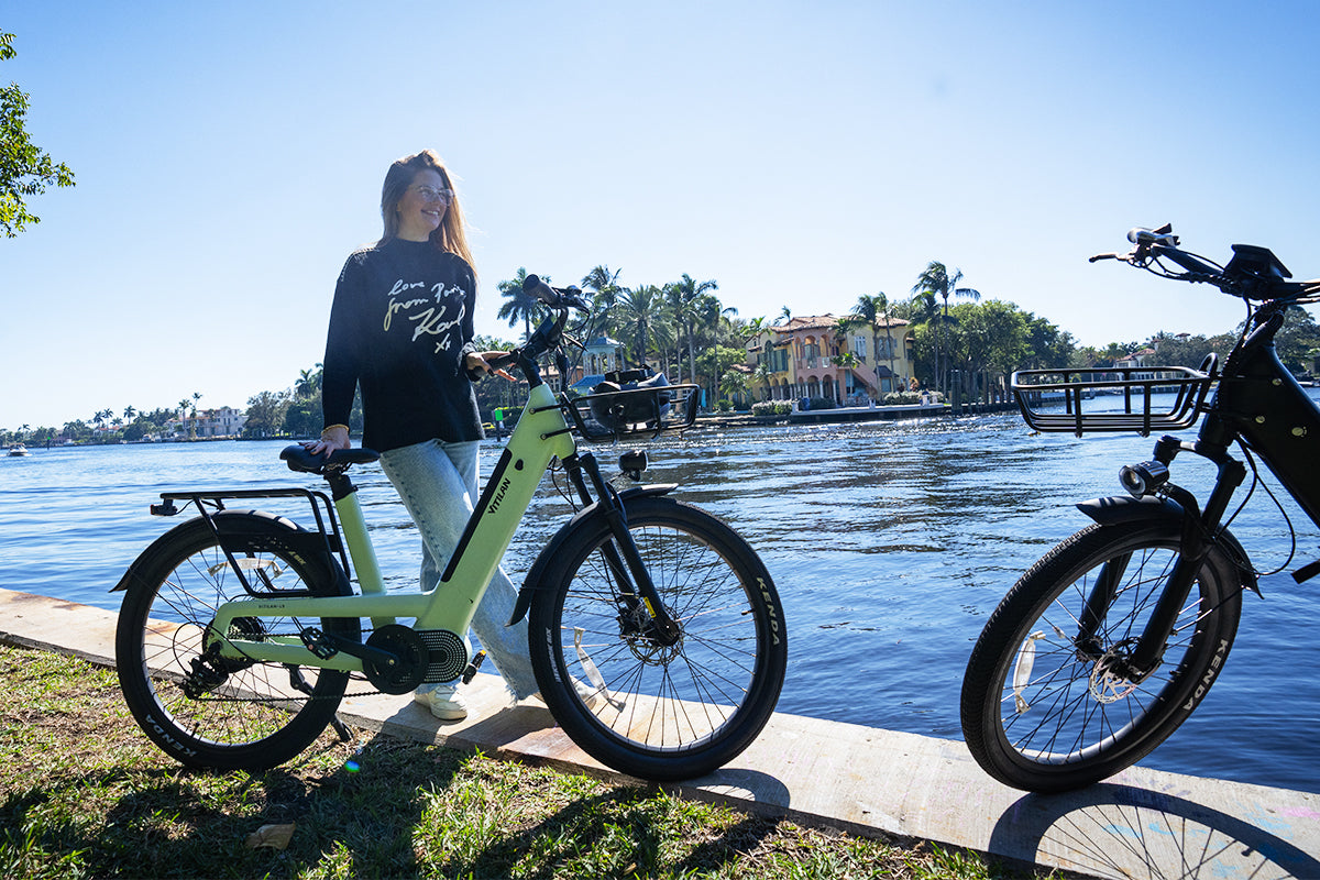 Vitilan L5 Electric Bike - lifestyle waterfront shot