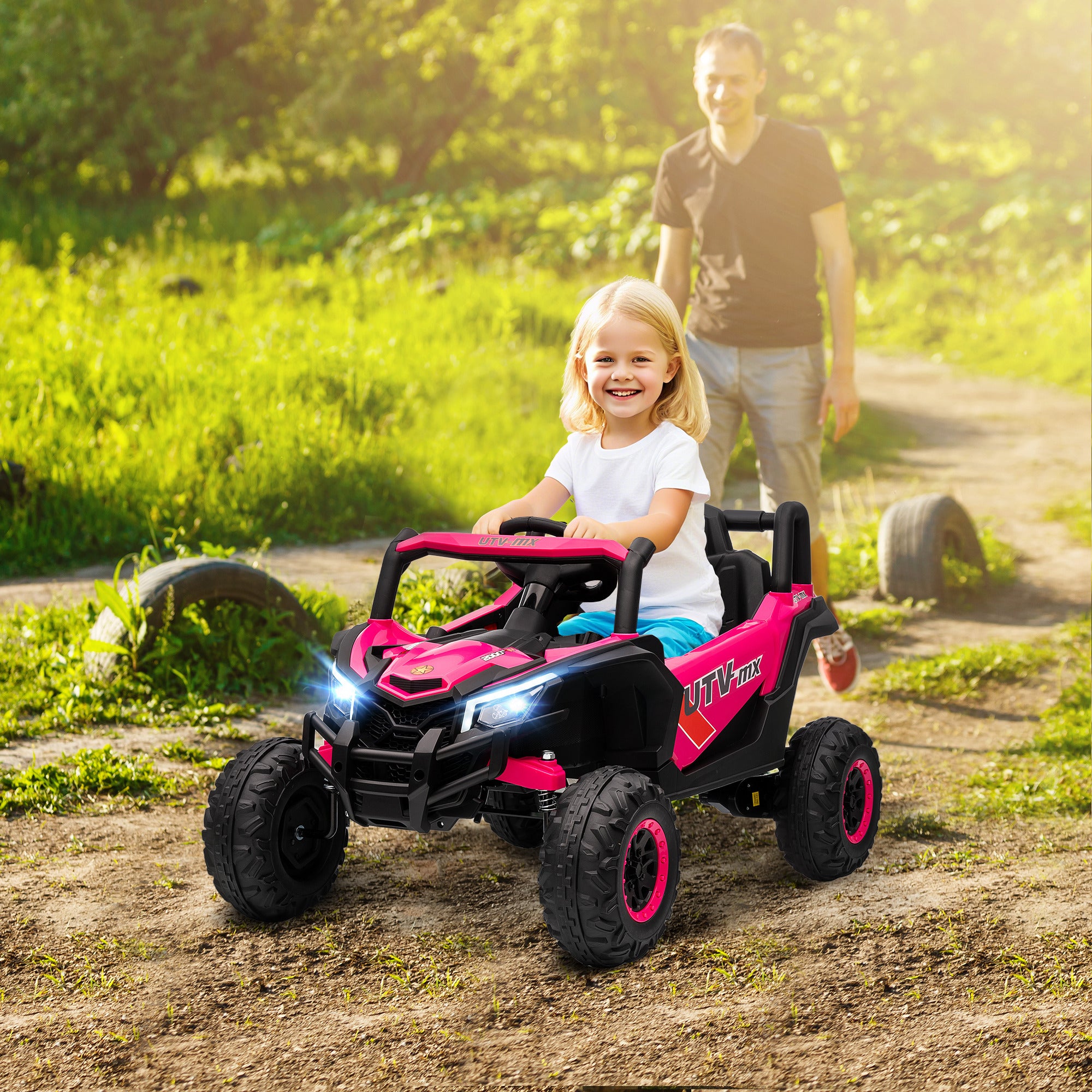 AIYAPLAY 12V Kids Electric Ride-On Car - Pink