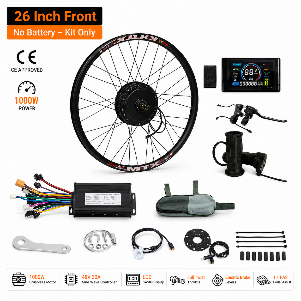26 Inch Front No Battery - Kit Only conversion kit contents