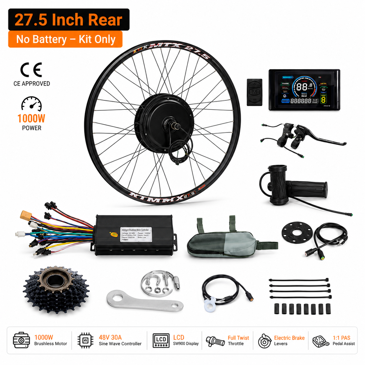 27.5 Inch Rear No Battery - Kit Only conversion kit contents