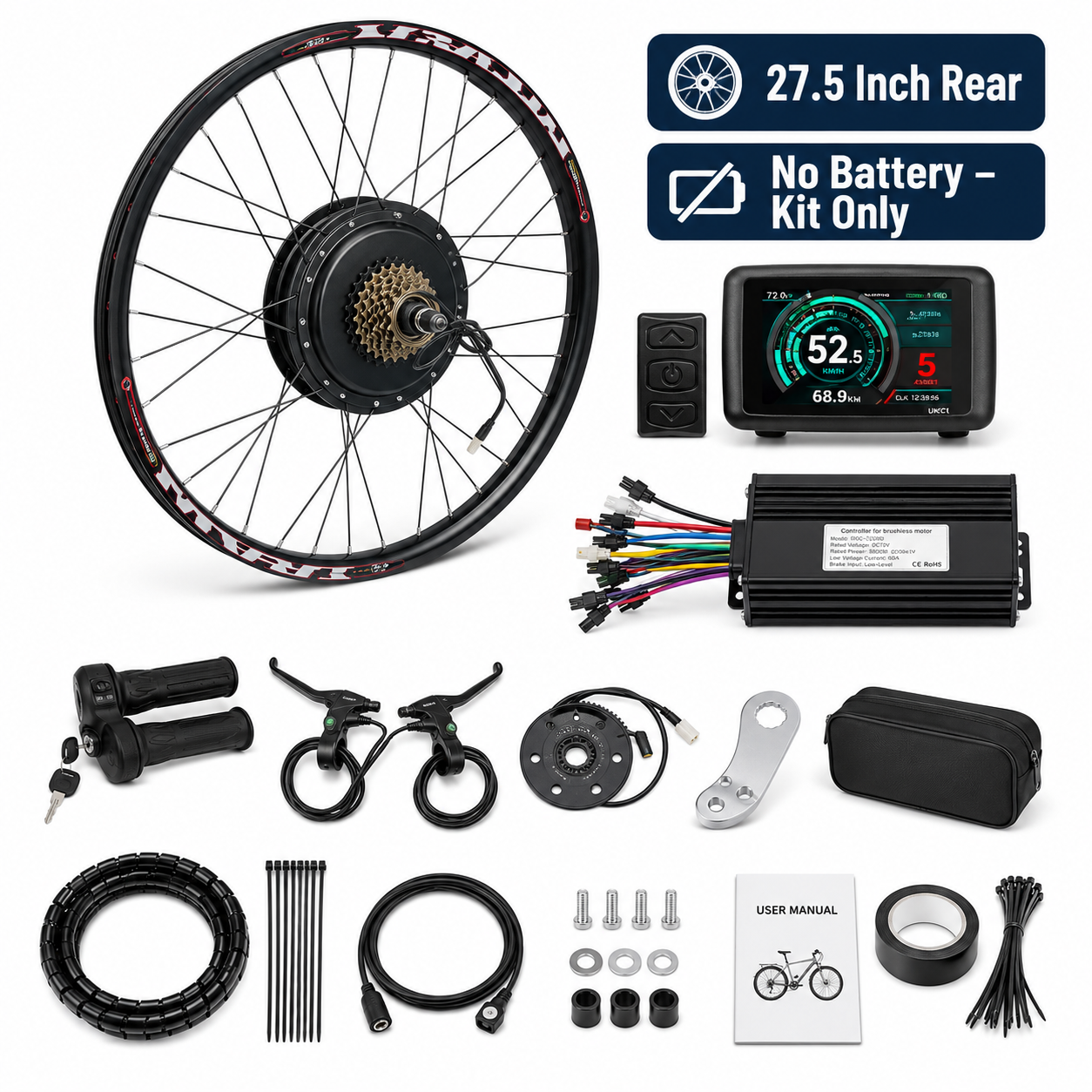 72V 3000W Rear Wheel eBike Conversion Kit 8
