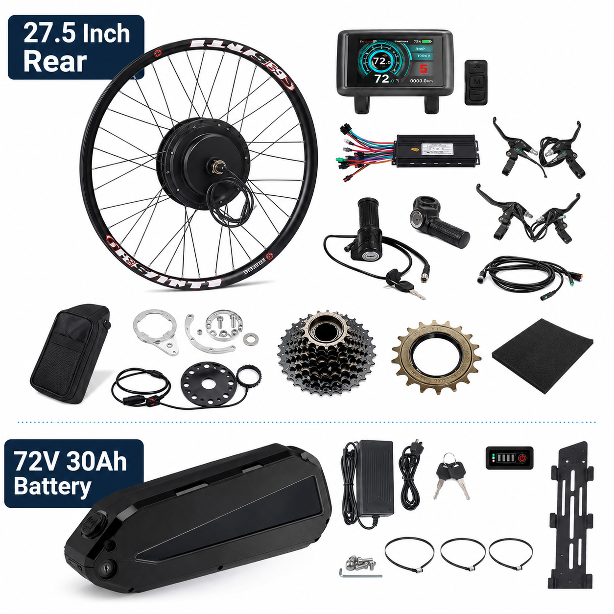 72V 3000W Rear Wheel eBike Conversion Kit 9