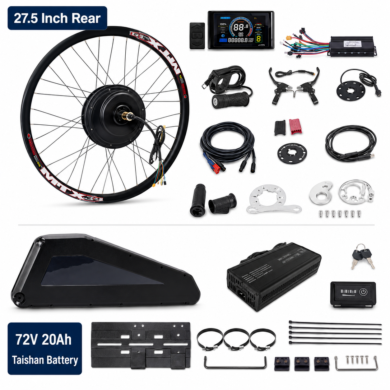 72V 3000W Rear Wheel eBike Conversion Kit 10