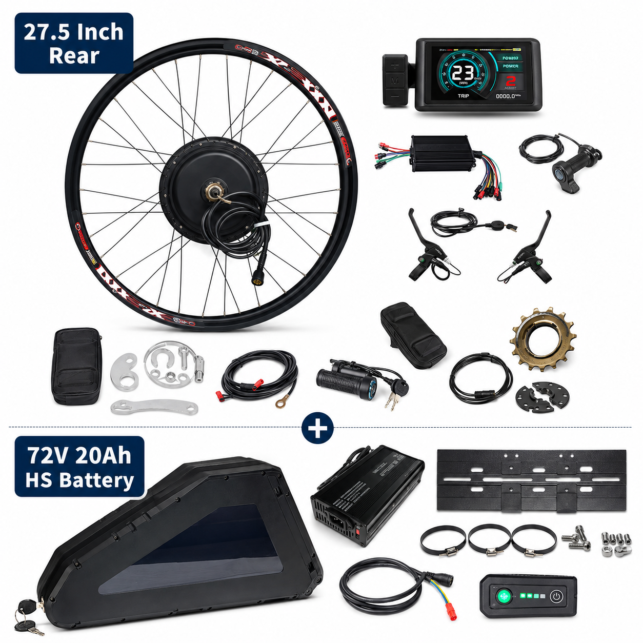 72V 3000W Rear Wheel eBike Conversion Kit 11