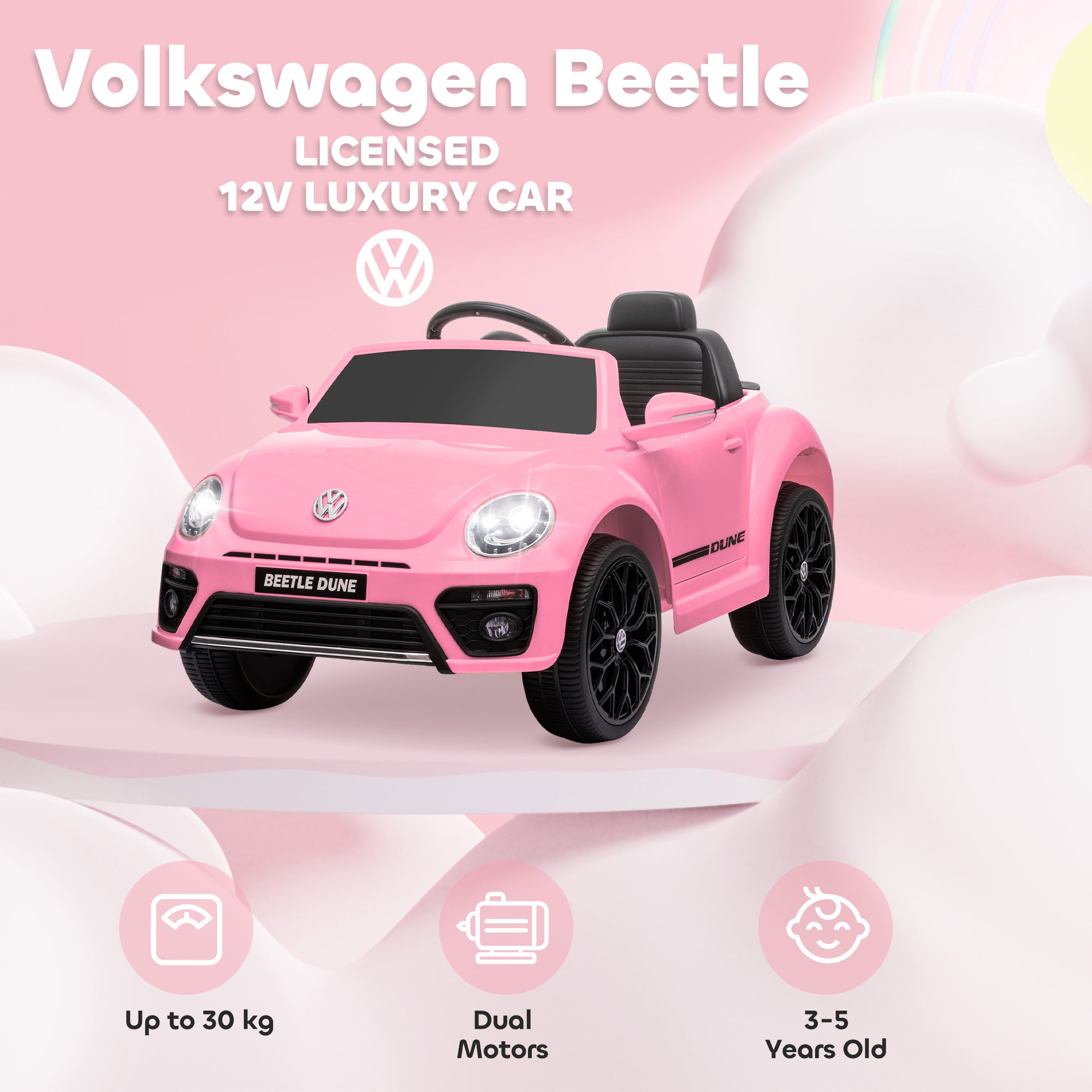 AIYAPLAY Volkswagen Beetle 12V Kids Ride-On Car