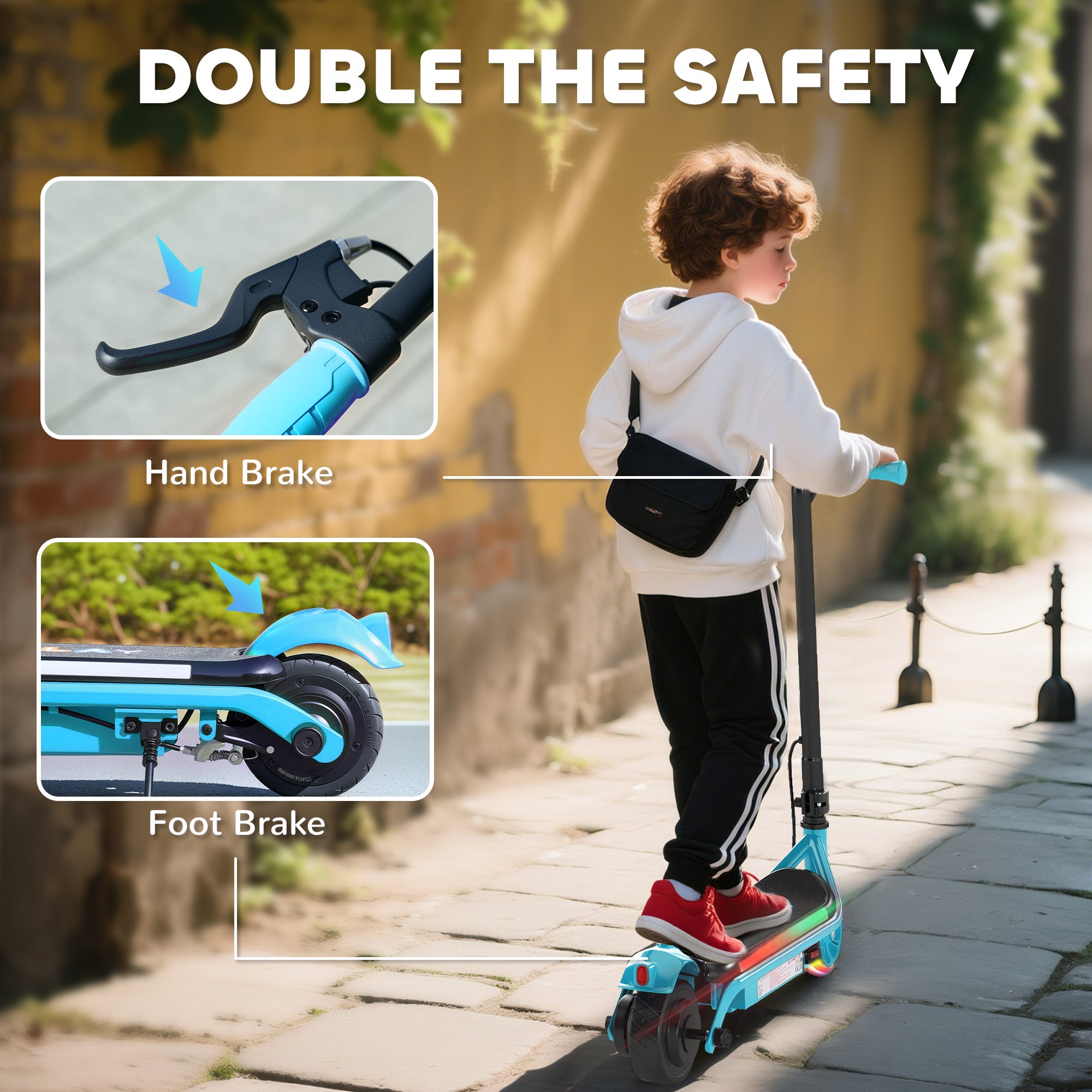 AIYAPLAY Kids Electric Scooter Dual Brakes