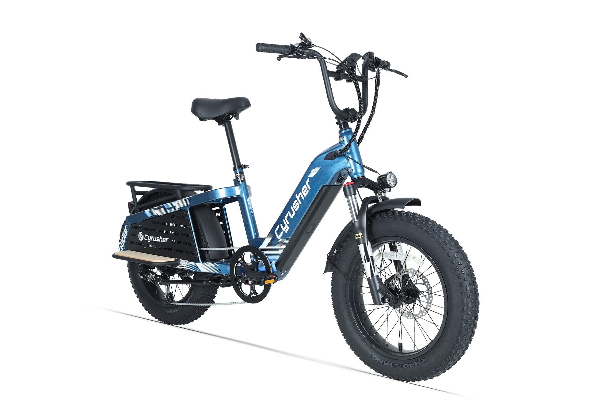 Cyrusher Glider Cargo Electric Bike - Blue angle view