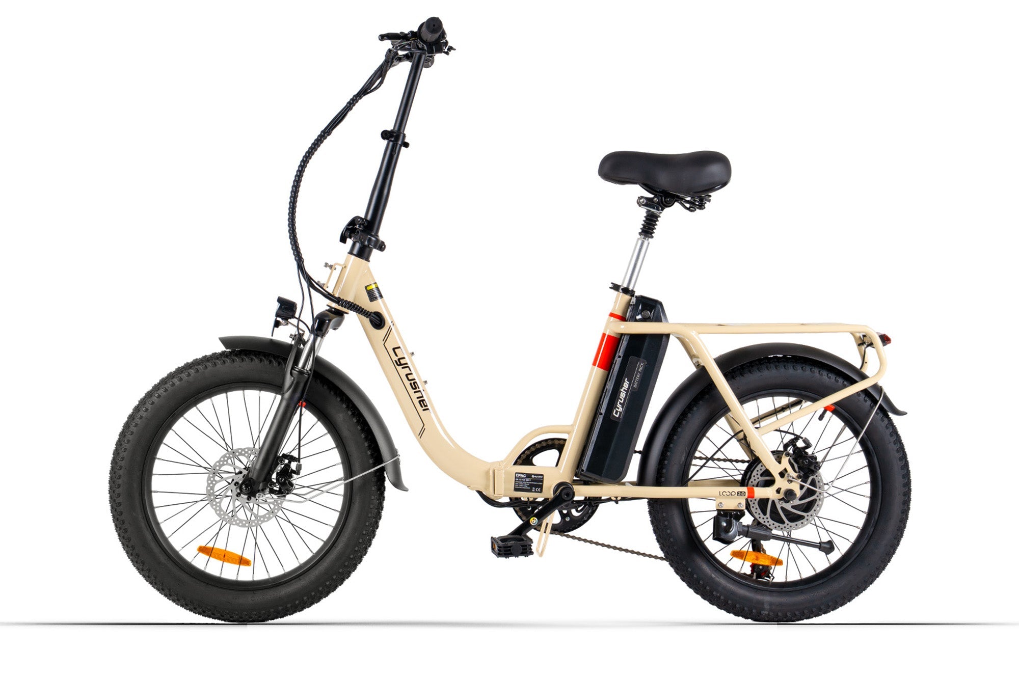 Cyrusher Loop 2.0 beige folding electric bike side view