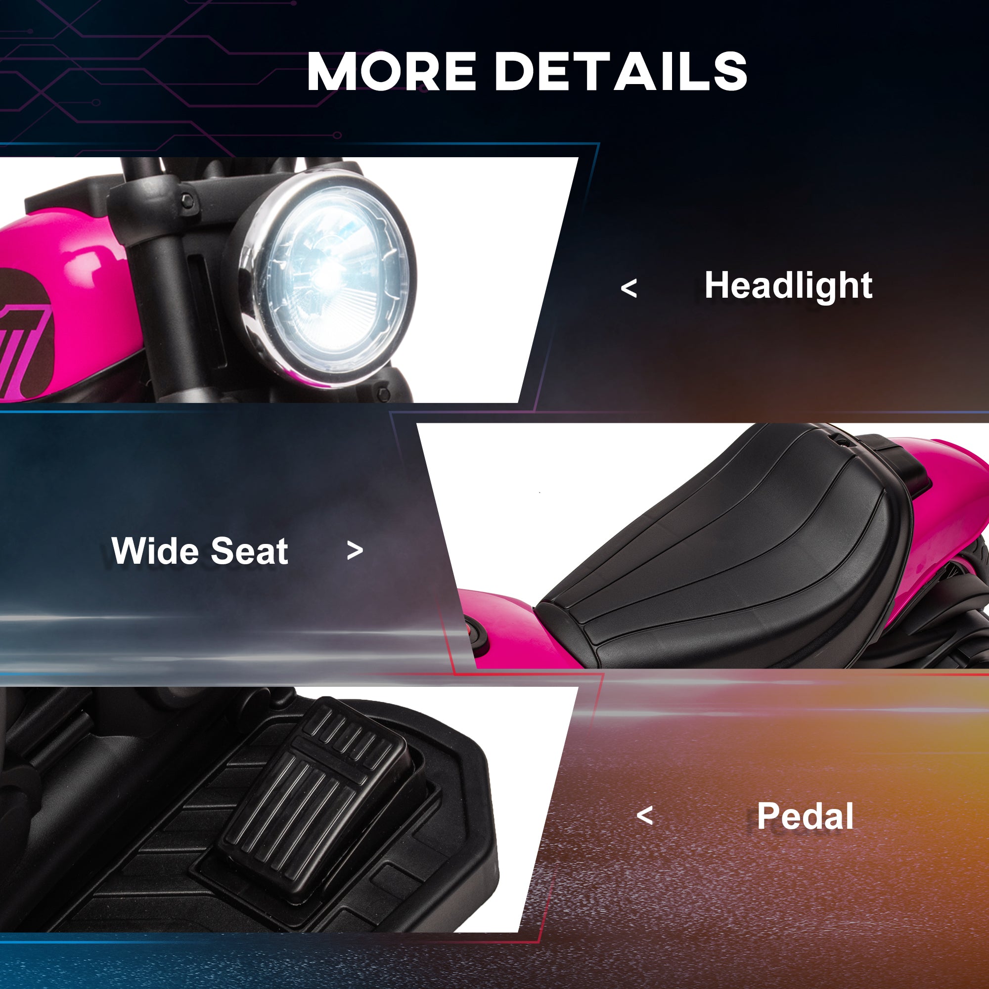 HOMCOM 6V Kids Electric Motorbike - Pink