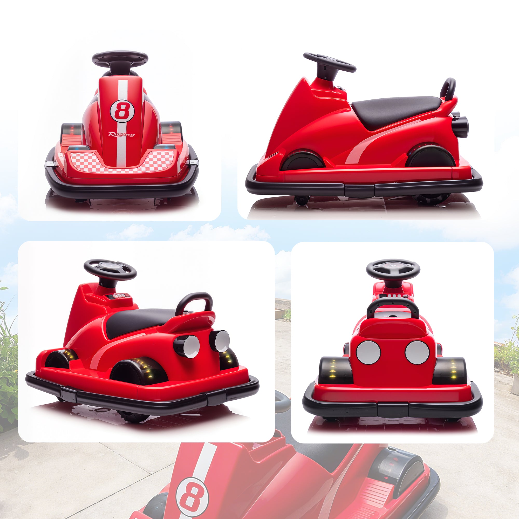 AIYAPLAY Kids 360° Bumper Car - Red