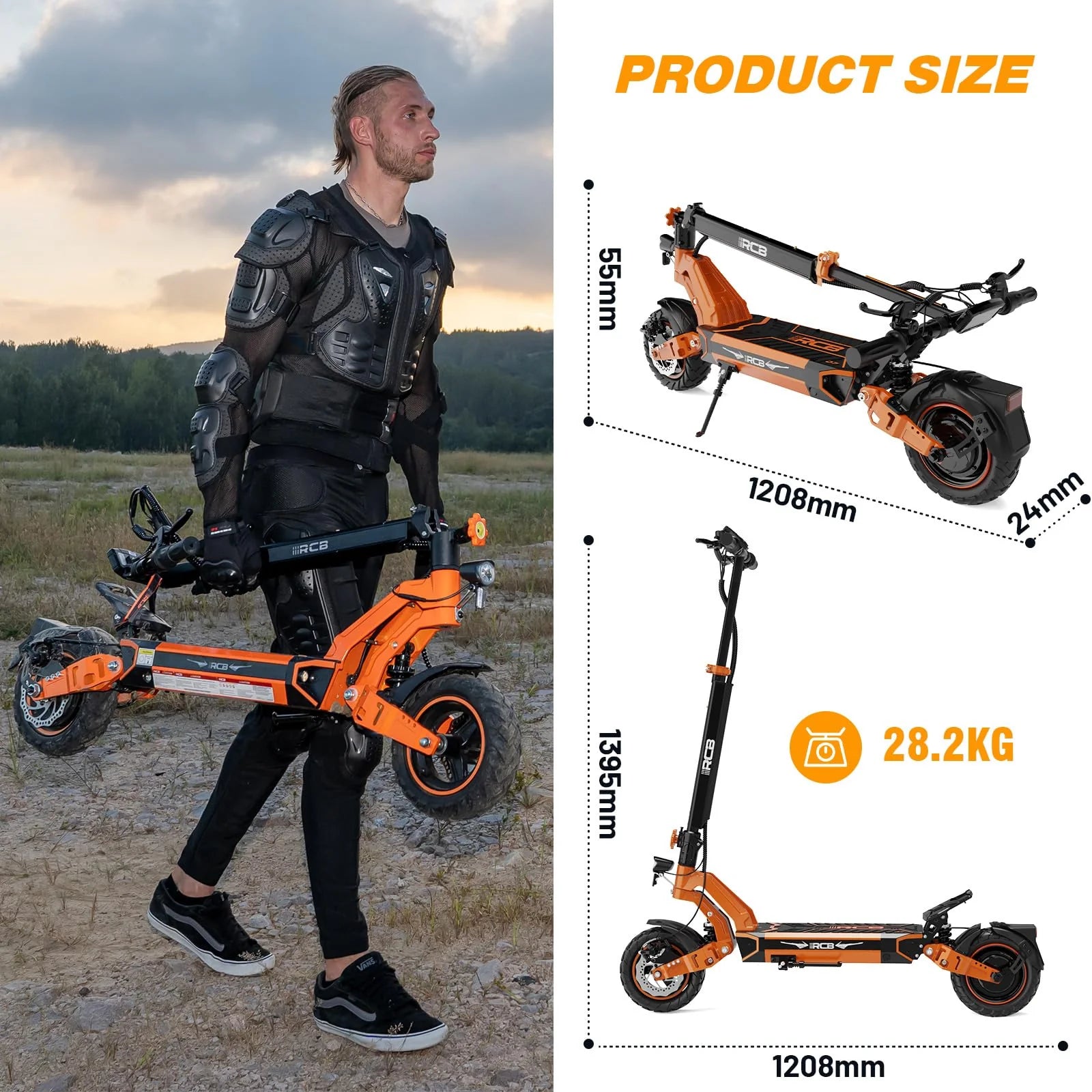 RCB D7 PRO Electric Scooter dimensions