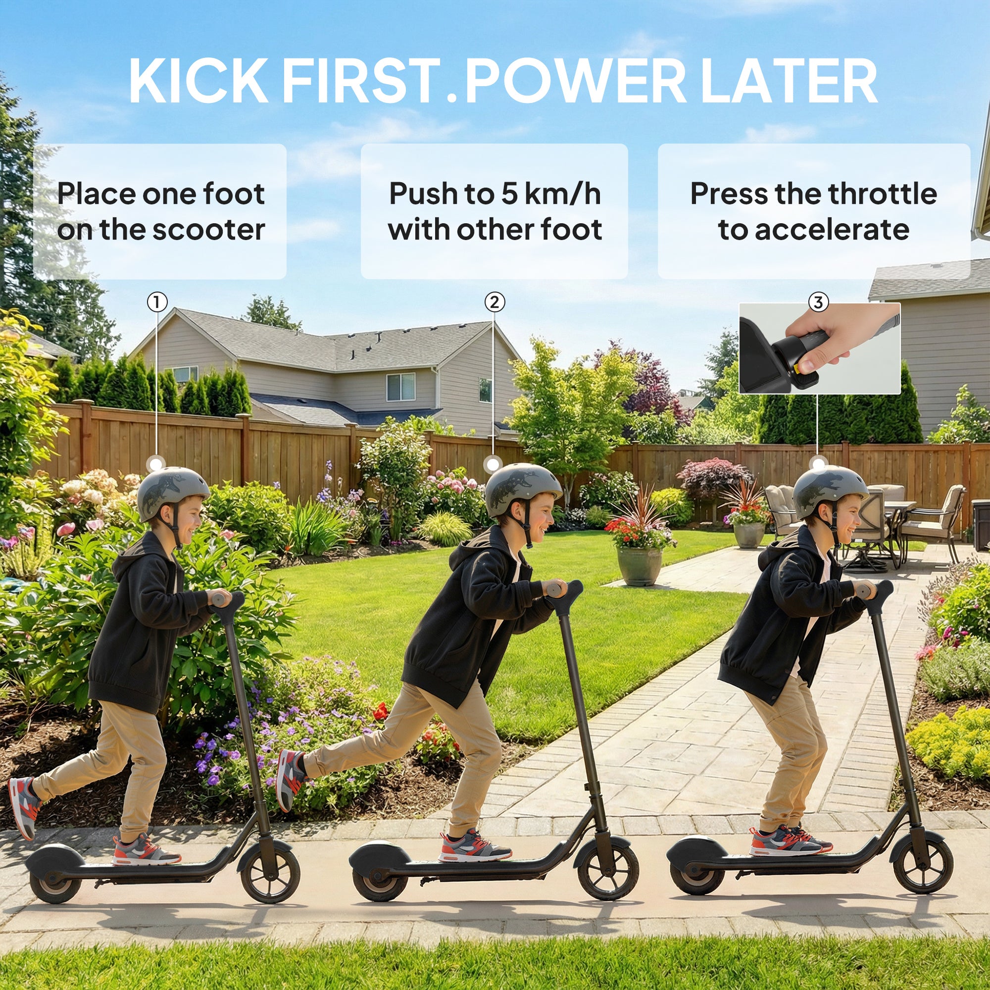 SPORTNOW Kids Electric Scooter with LED Display
