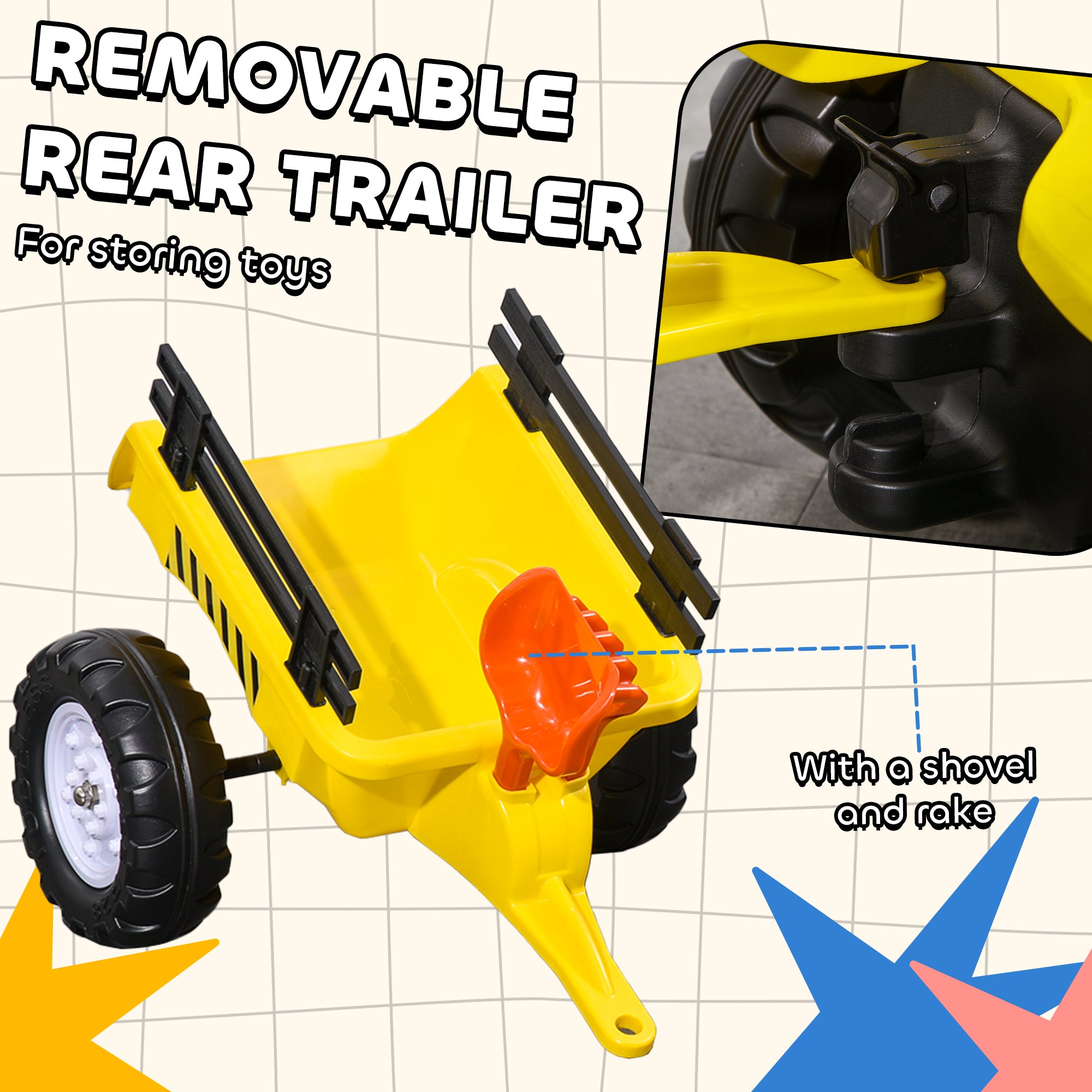 homcom pedal go kart HOMCOM Pedal Go Kart Kids Tractor with Trailer & Tools