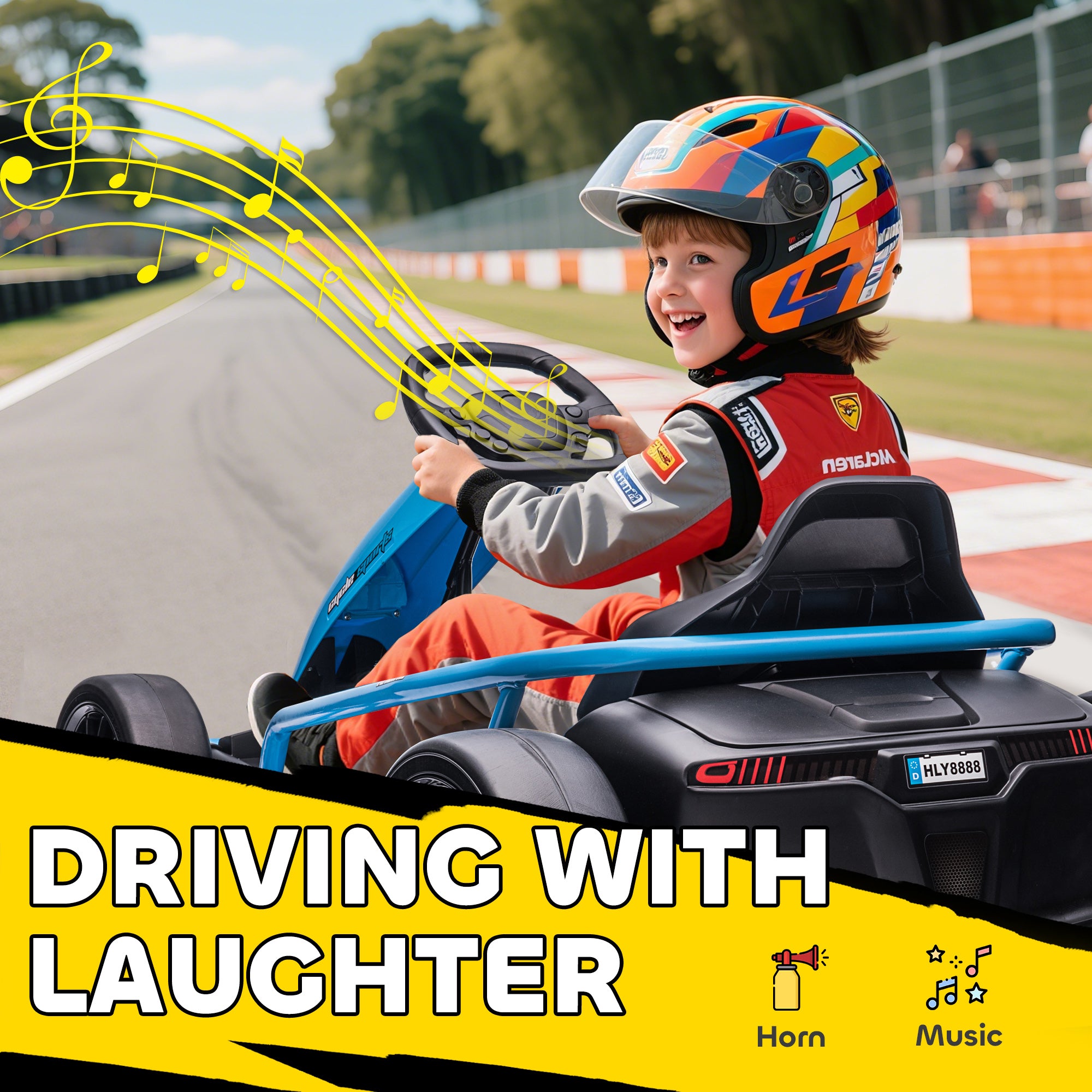 HOMCOM 24V Electric Go Kart for Kids Drift Ride-On Racing Go Kart with 2 Speeds