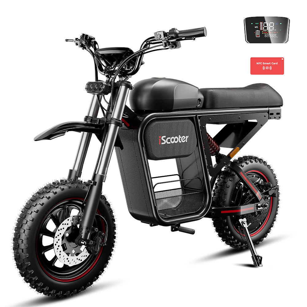 iScooter DX5Max electric bike in black with NFC display and off-road fat tyres