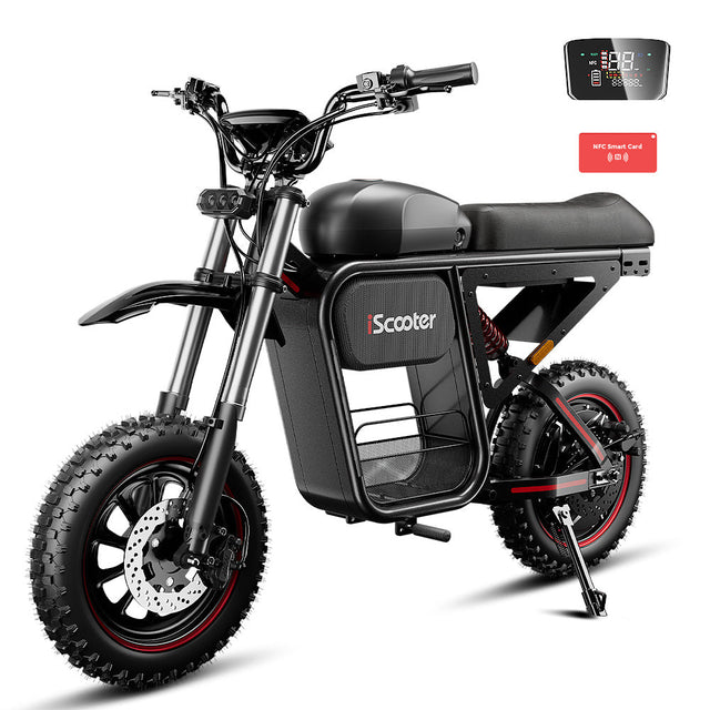 iScooter DX5Max electric bike in black with NFC display and off-road fat tyres